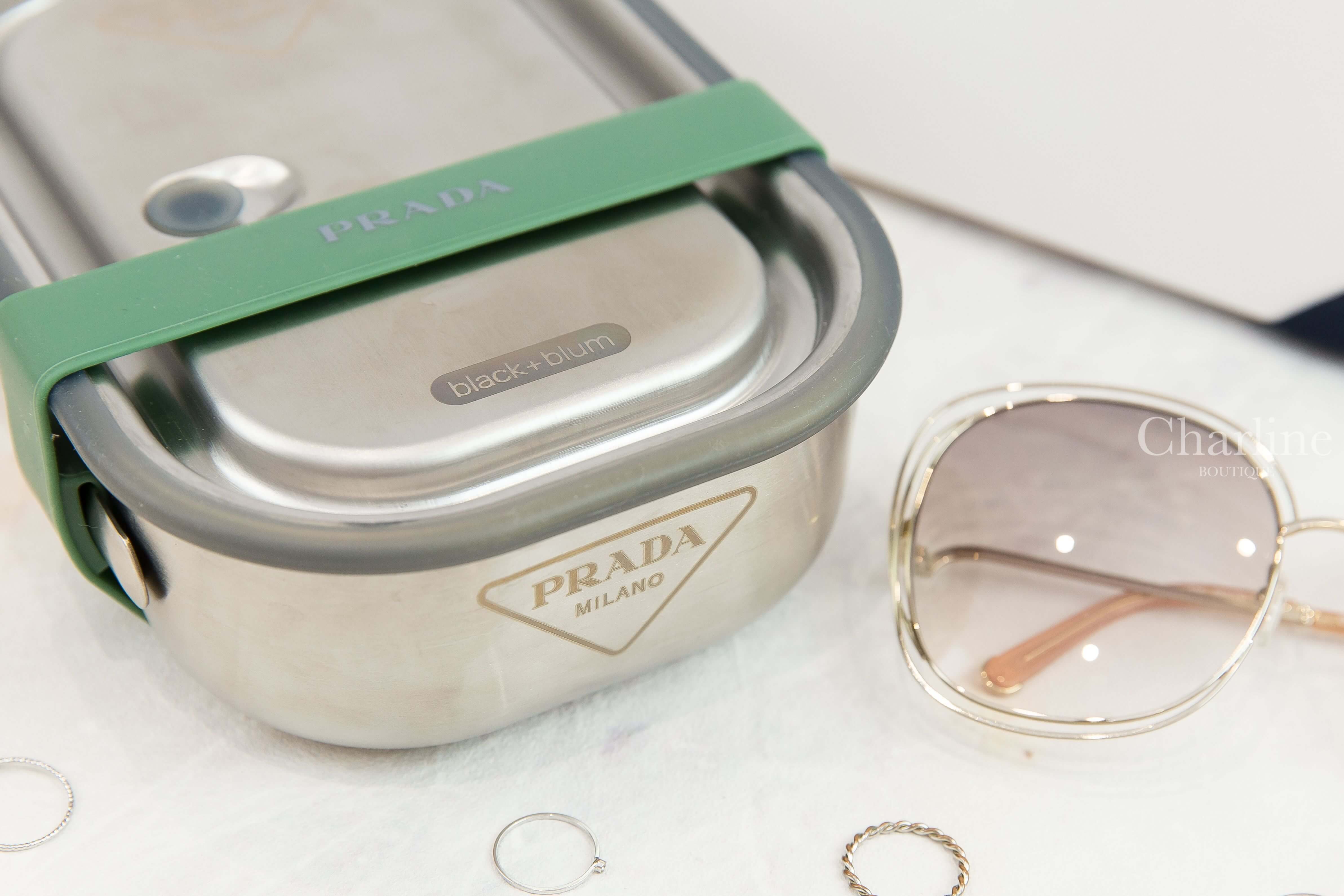 Prada Stainless Steel Lunch Box 金屬灰不鏽鋼附叉子午餐盒-Charline Boutique 精品代購