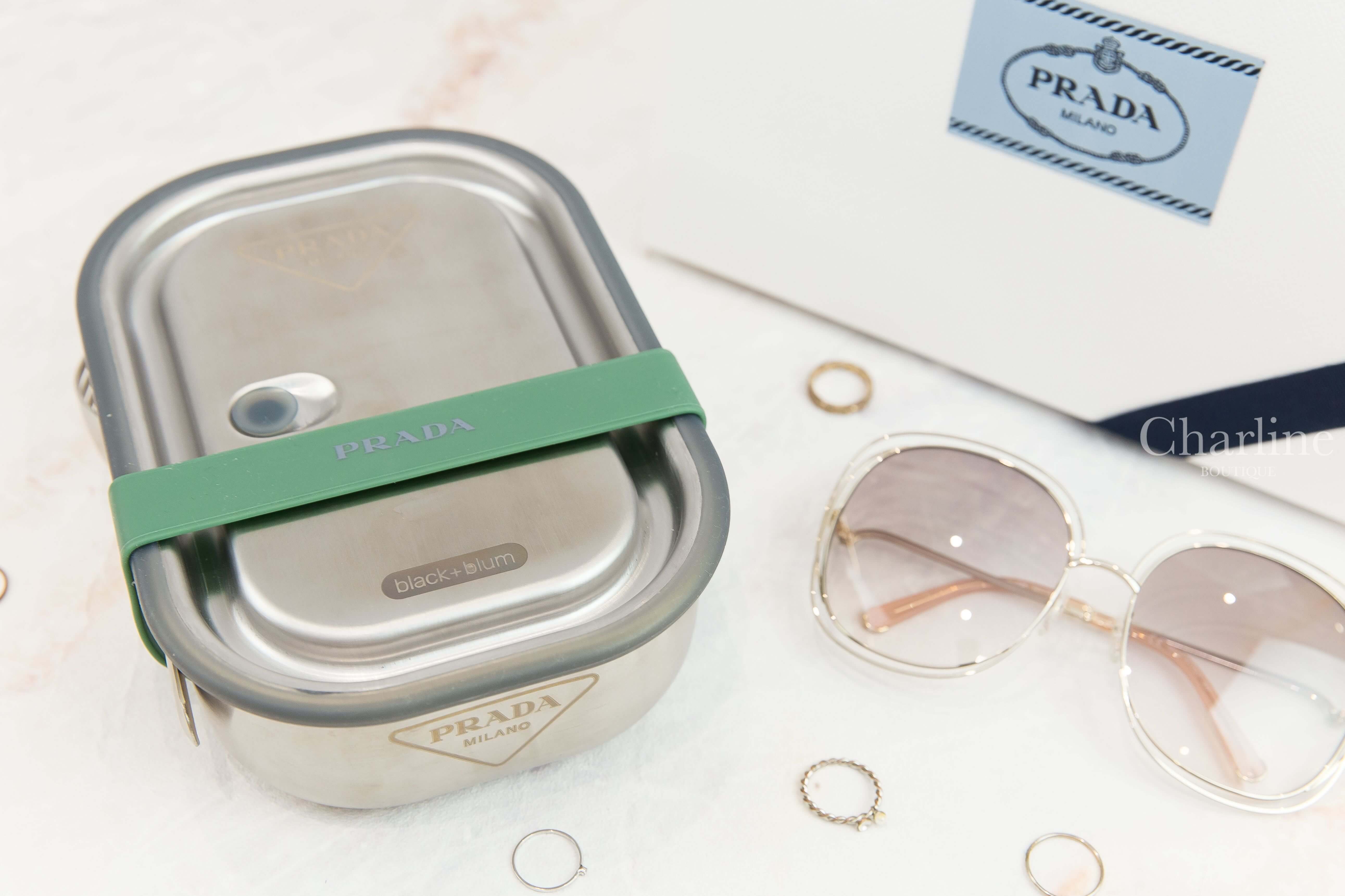 Prada Stainless Steel Lunch Box 金屬灰不鏽鋼附叉子午餐盒-Charline Boutique 精品代購