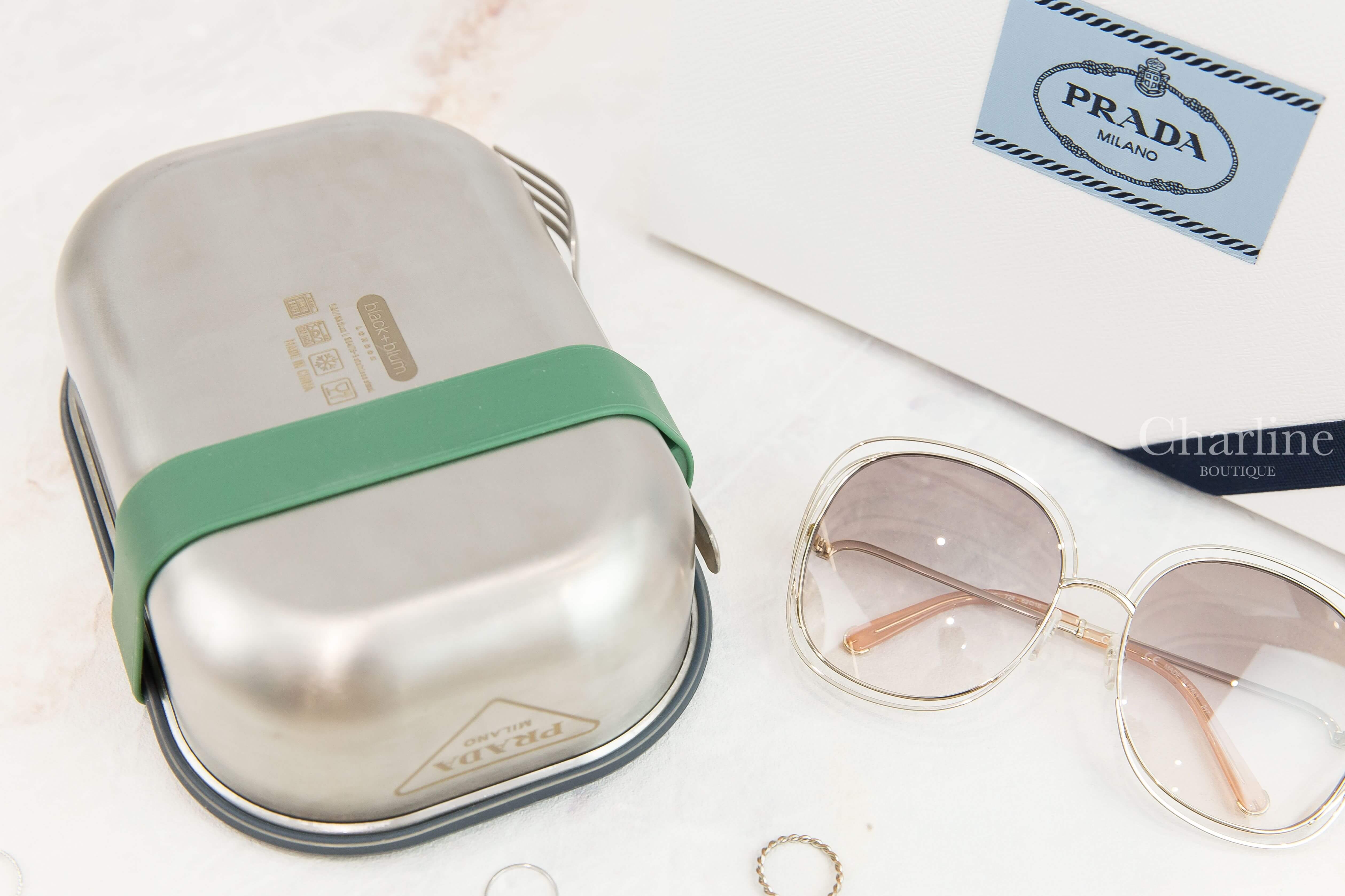 Prada Stainless Steel Lunch Box 金屬灰不鏽鋼附叉子午餐盒-Charline Boutique 精品代購