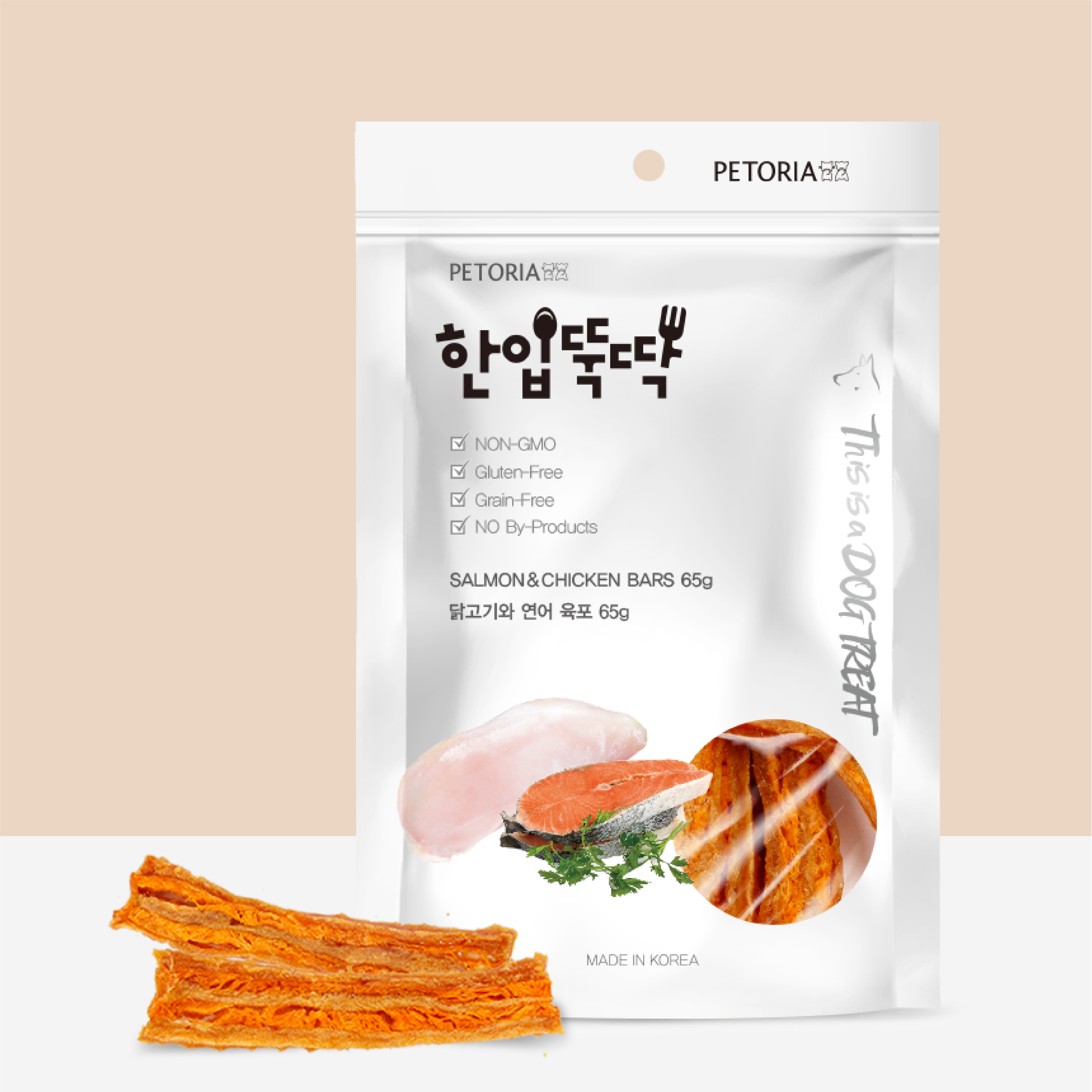 Petoria韓寵|天然無穀物健康小食三文雞肉切片 65g