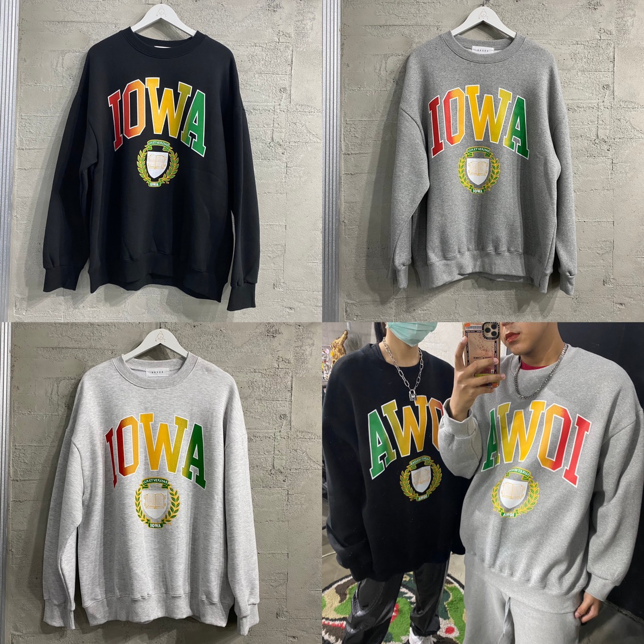 [現貨] 韓國 質感 IOWA 字體 圖像 大學T