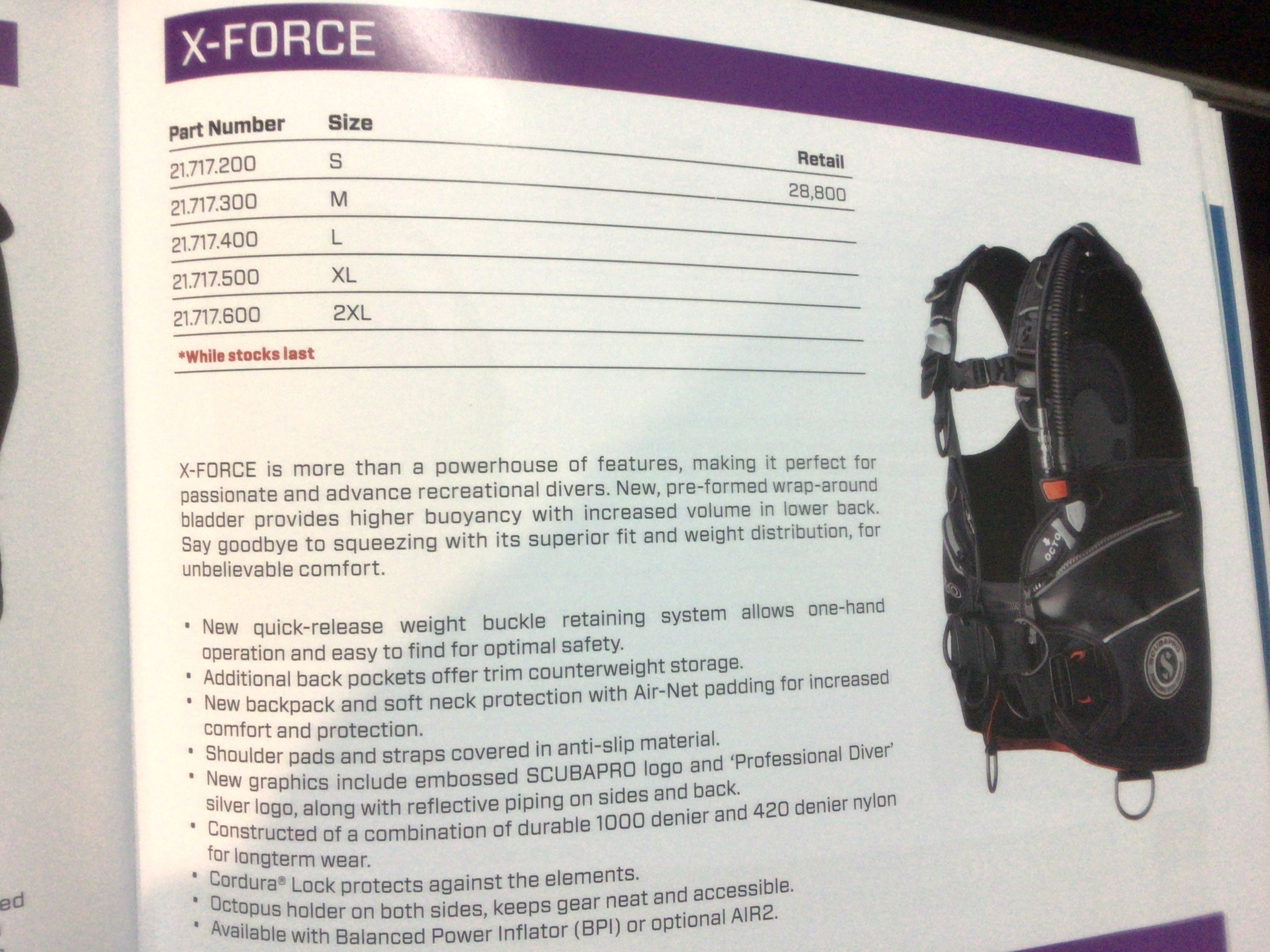 SCUBAPRO X-Force BC $28800-