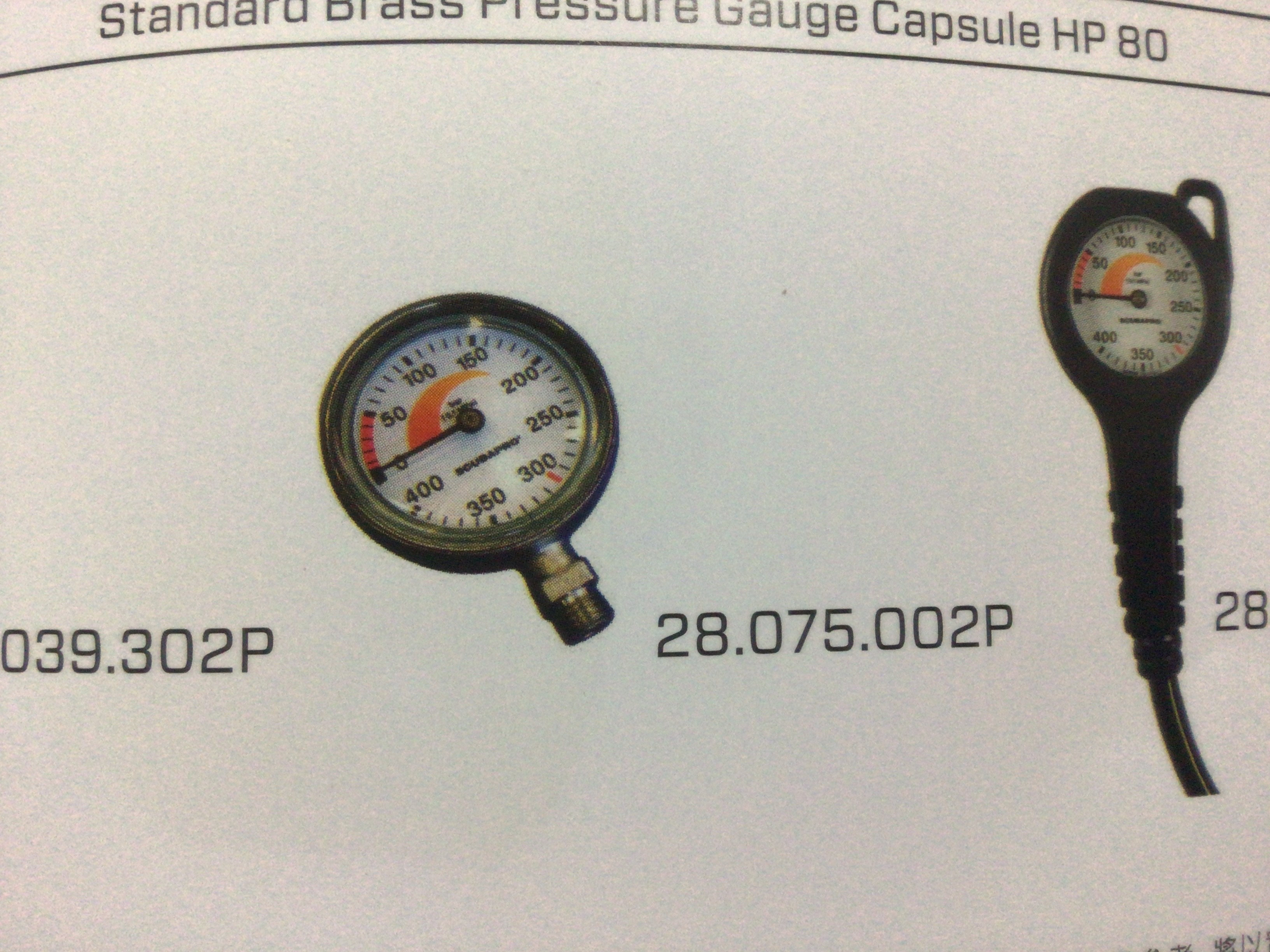 裸錶裸表Standard Brass Pressure Gauge Capsule HP 80 - SCUBAPRO 悠潛潛水