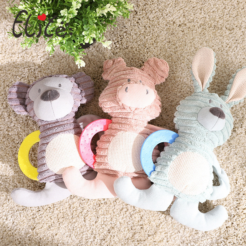 ELITE宠物毛绒割条动物造型啃响玩具