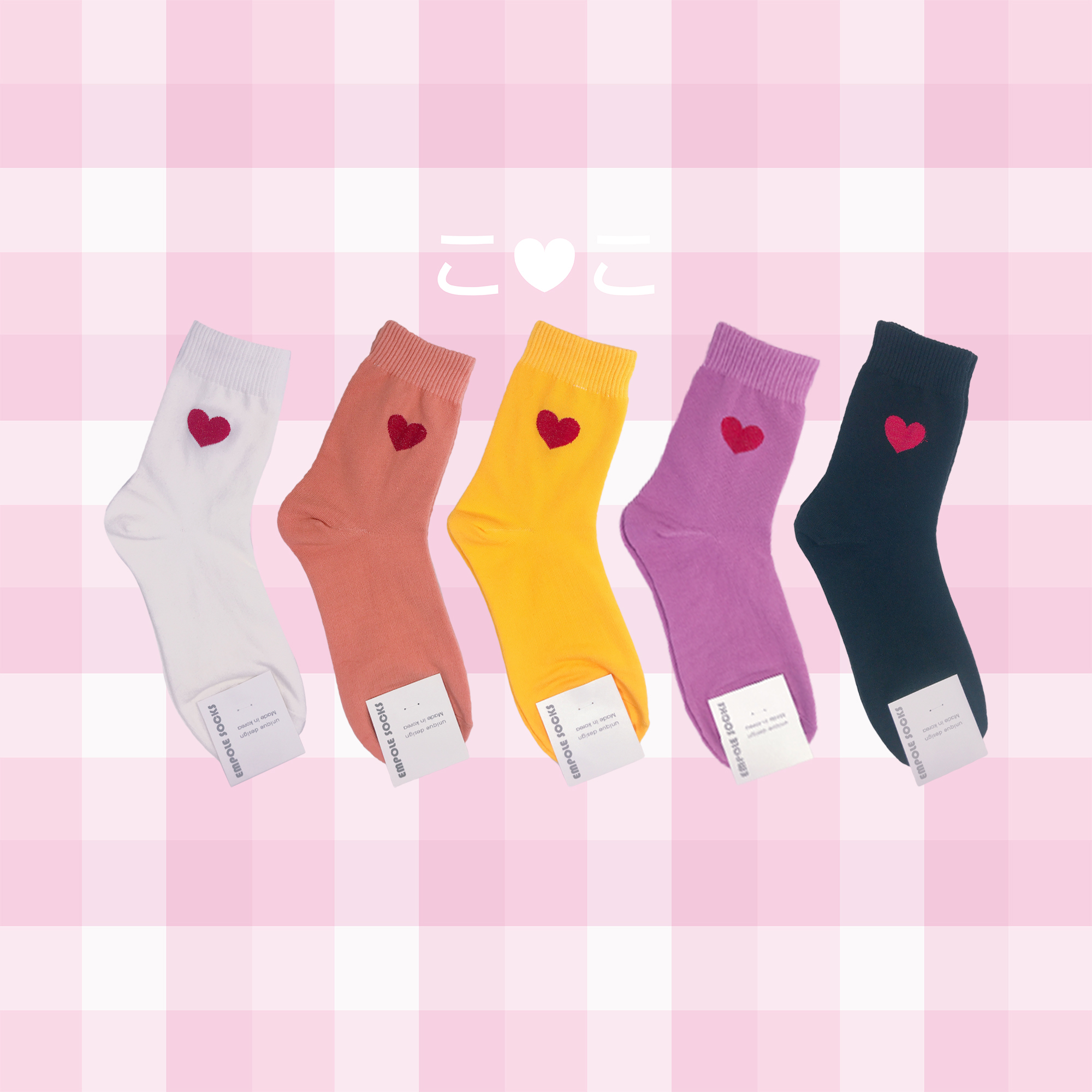 正韓愛心造型素色襪子