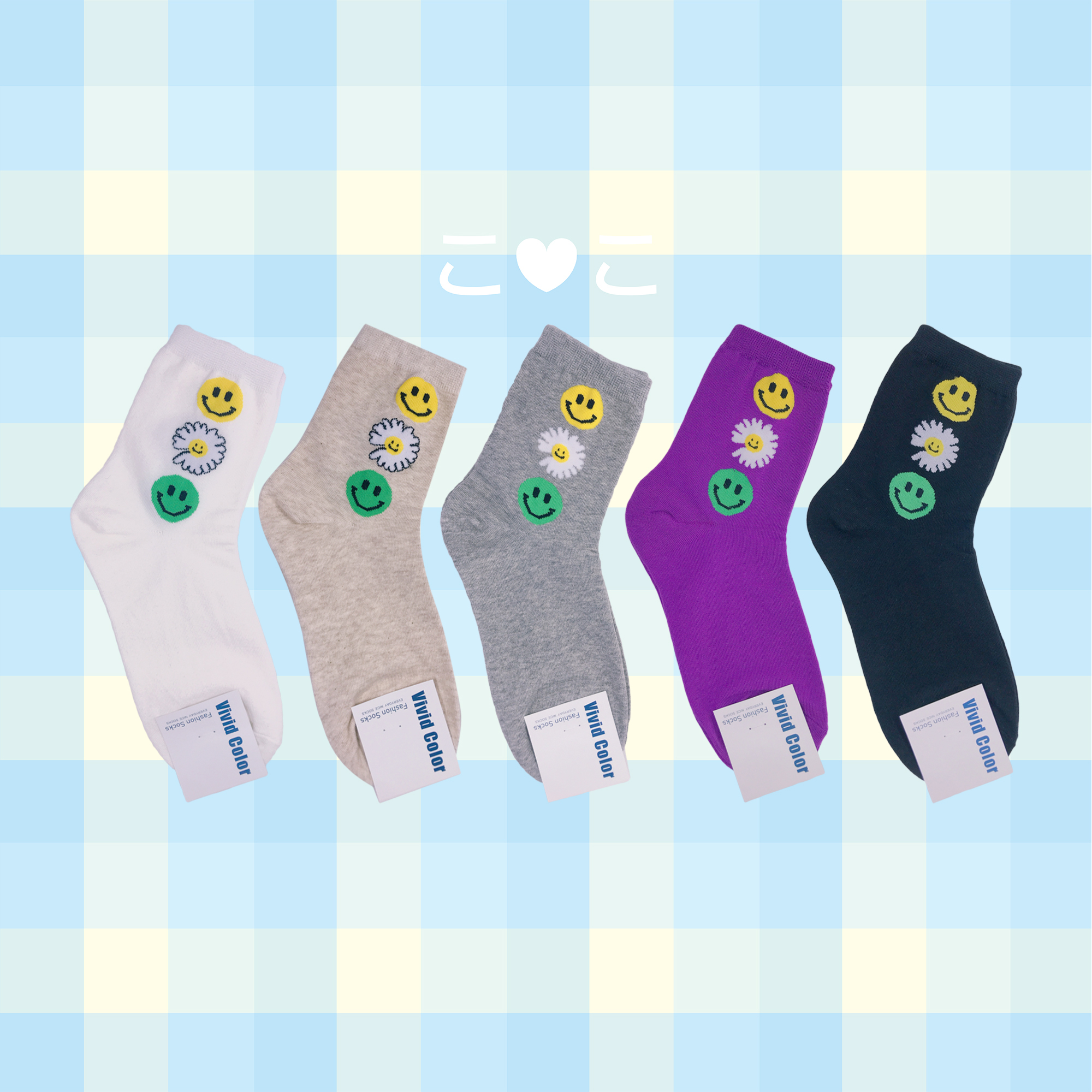 正韓笑臉雛菊造型襪子