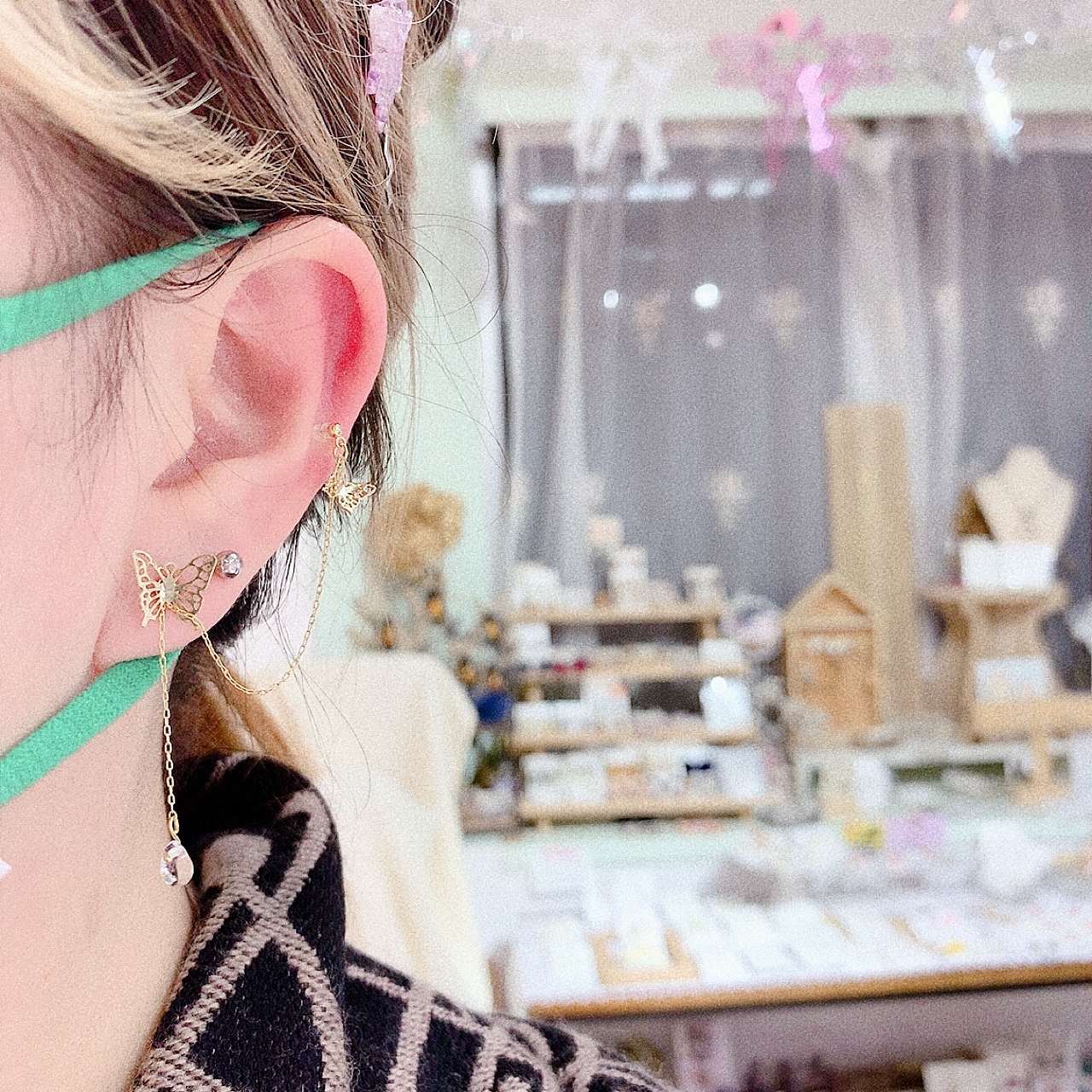 [日本制] 蝴蝶穿耳&耳骨耳環（單邊）