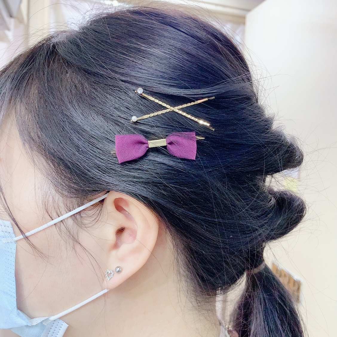 [日本制]絲帶蝴蝶結髮夾SET