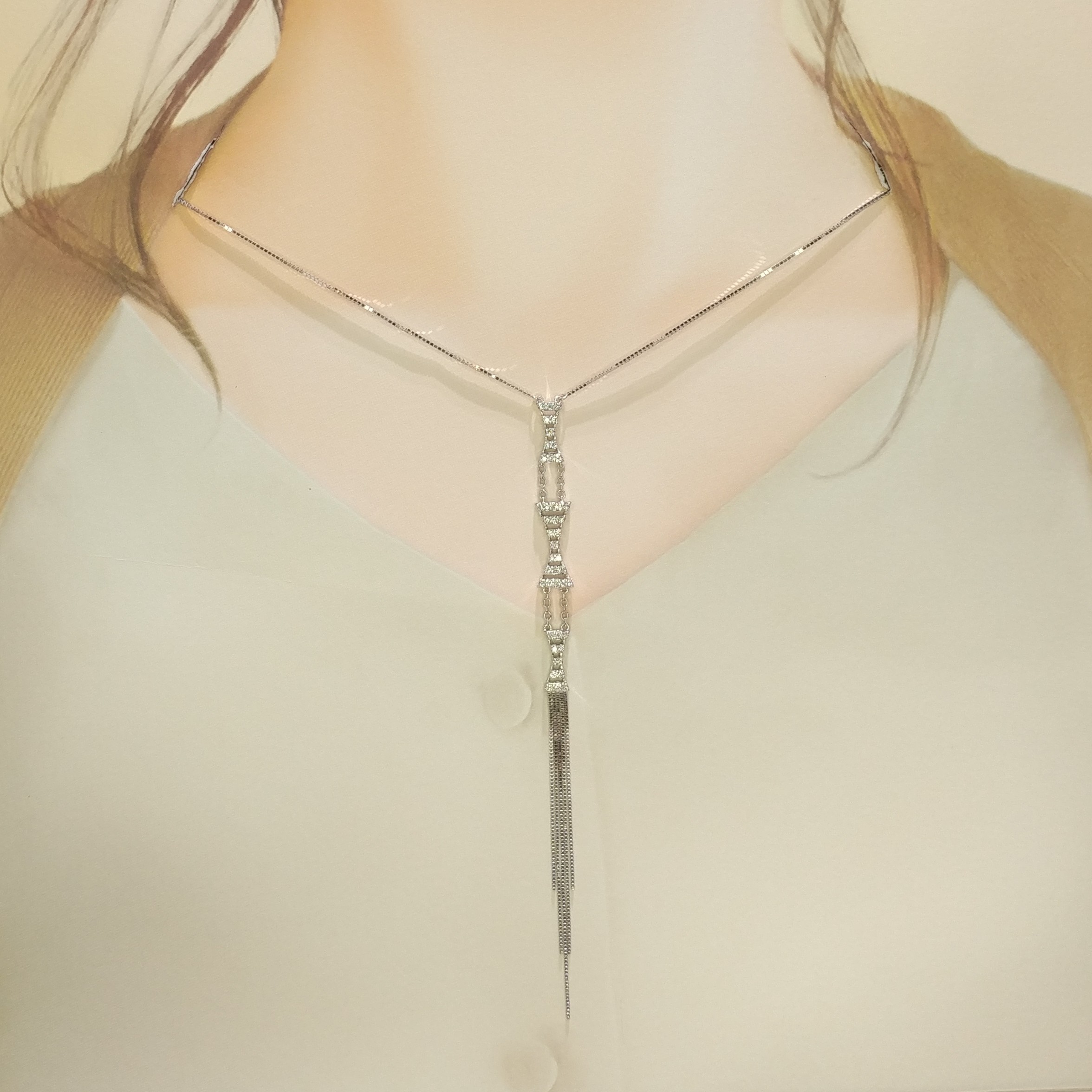 全新18K白金29份鑽石頸鏈