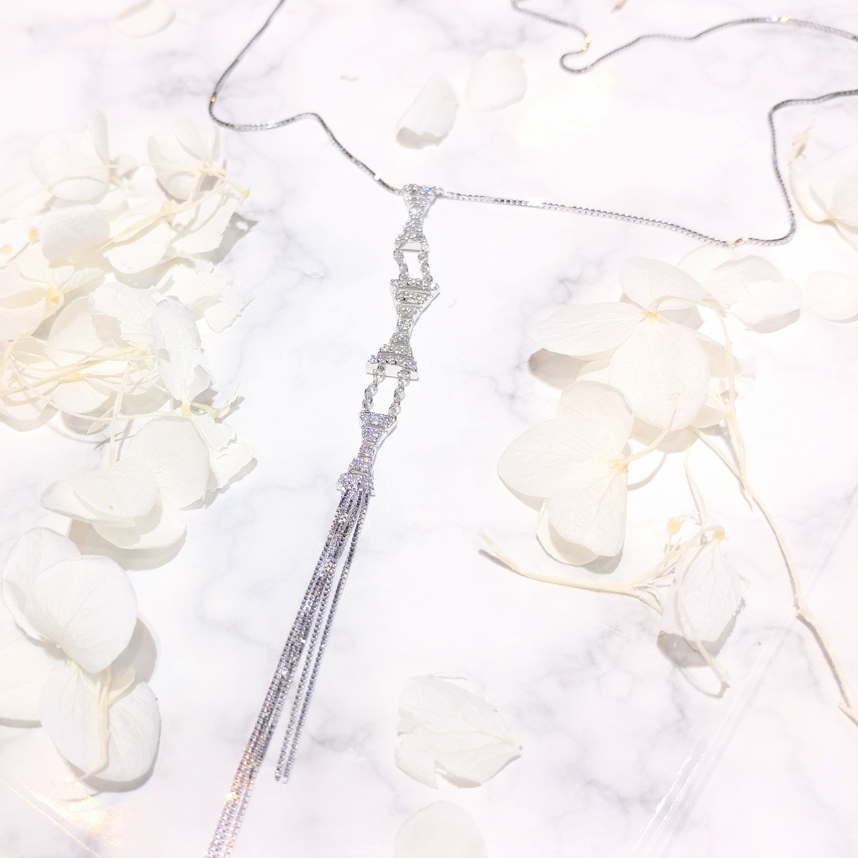 全新18K白金29份鑽石頸鏈