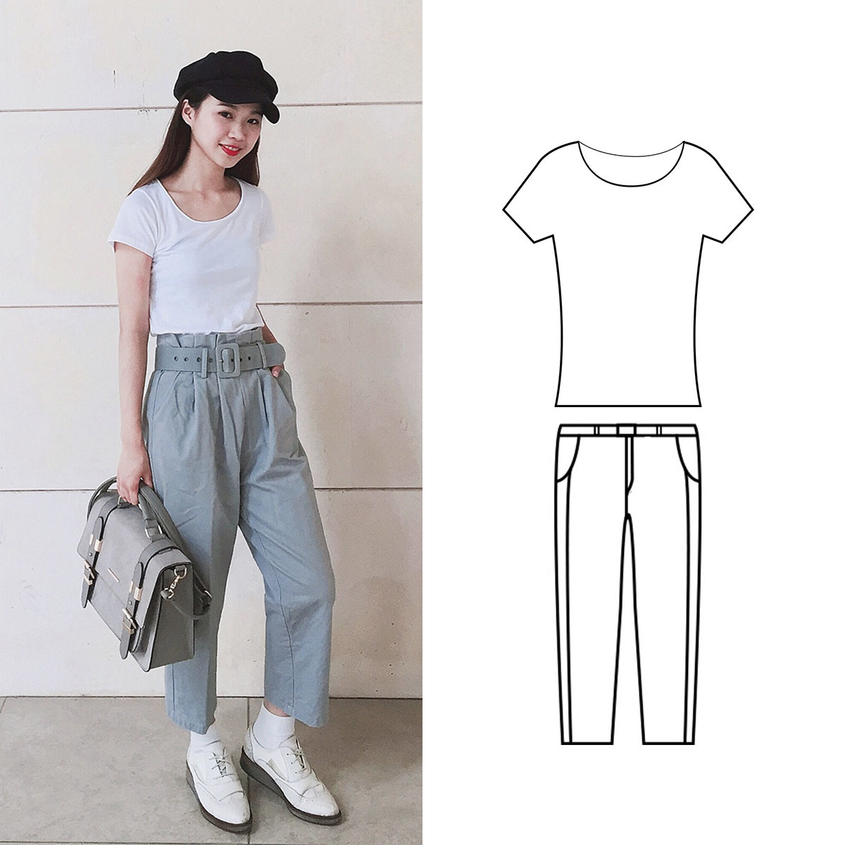 小資清新白t穿搭（女）