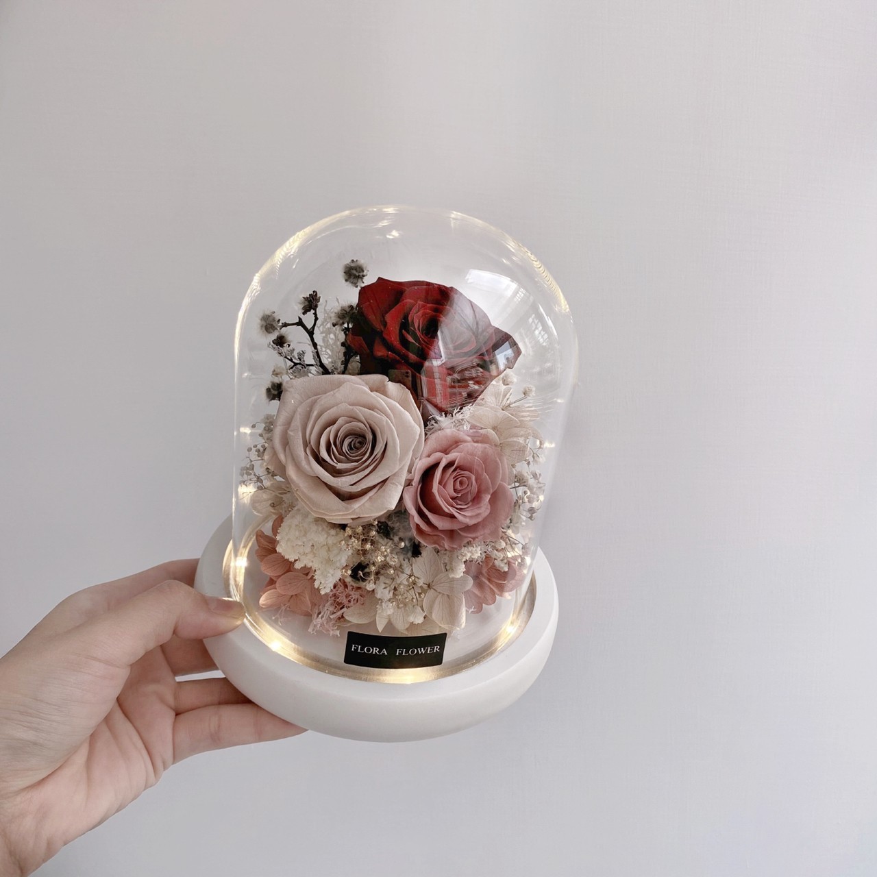 永生花夜燈-酒紅