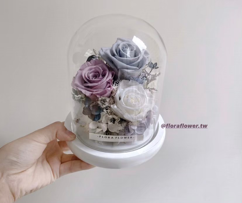 永生花夜燈-灰藍紫