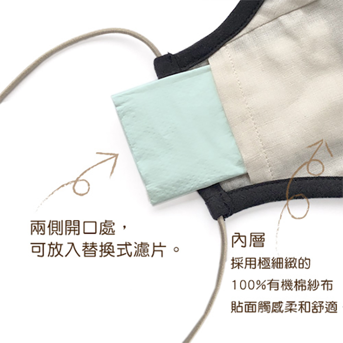 [藍天畫布] 有機棉3D立體兩用口罩 - 黑色L~XL 成人款/防護