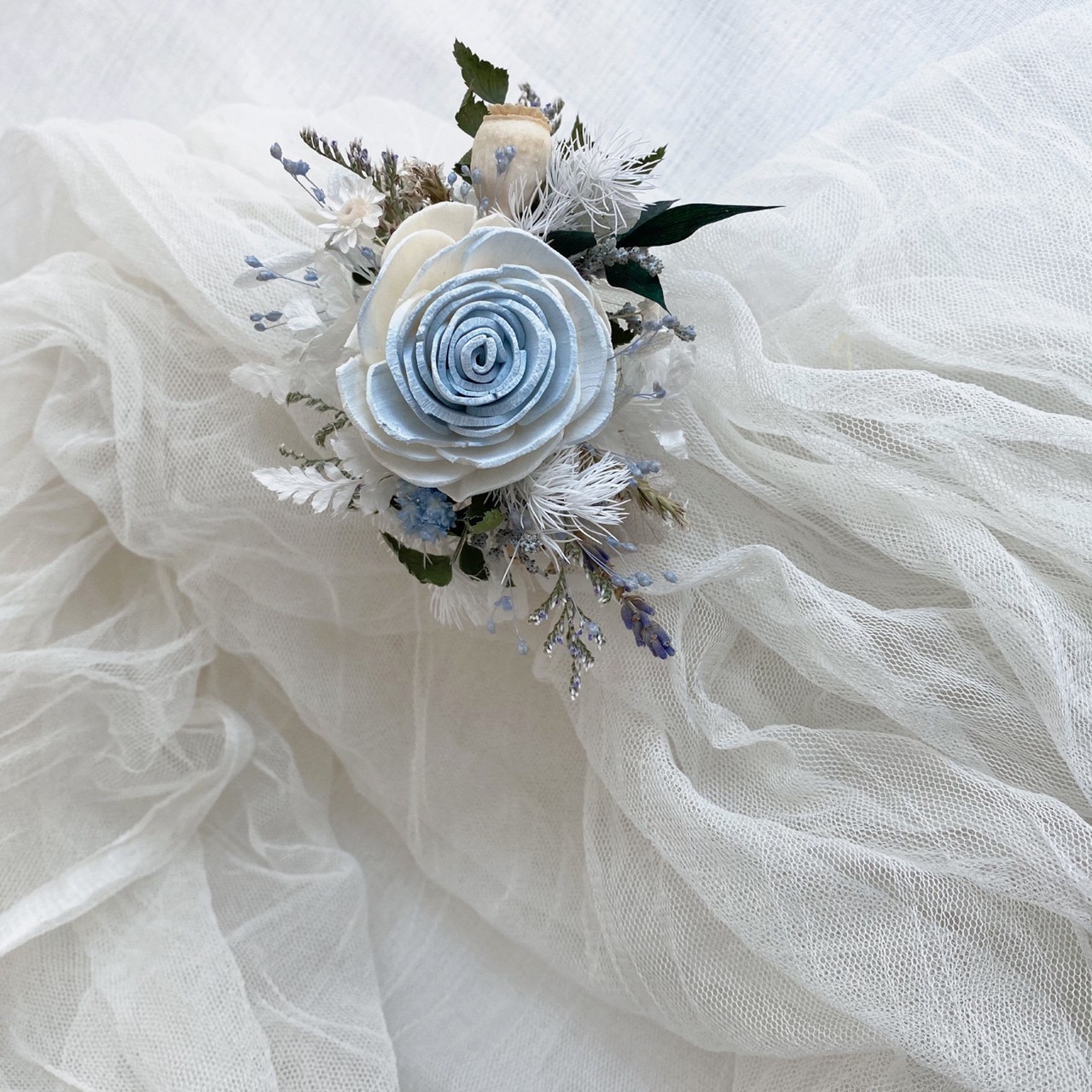 乾燥花手腕花- 愛麗絲藍