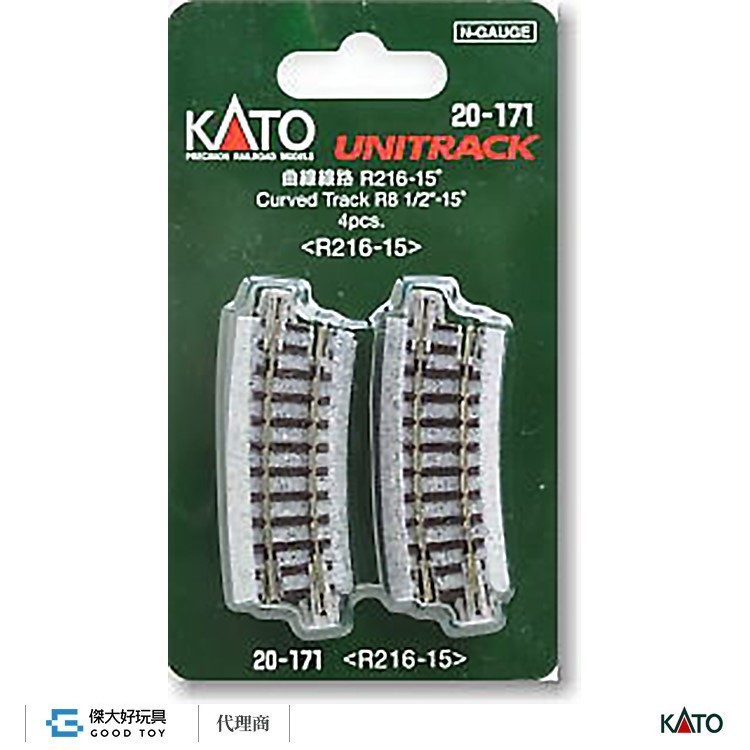 KATO 20-171 Unitrack Curved Track R216-15 degree (R8 1/2-15 degree) < R216-15 > (4pcs.)