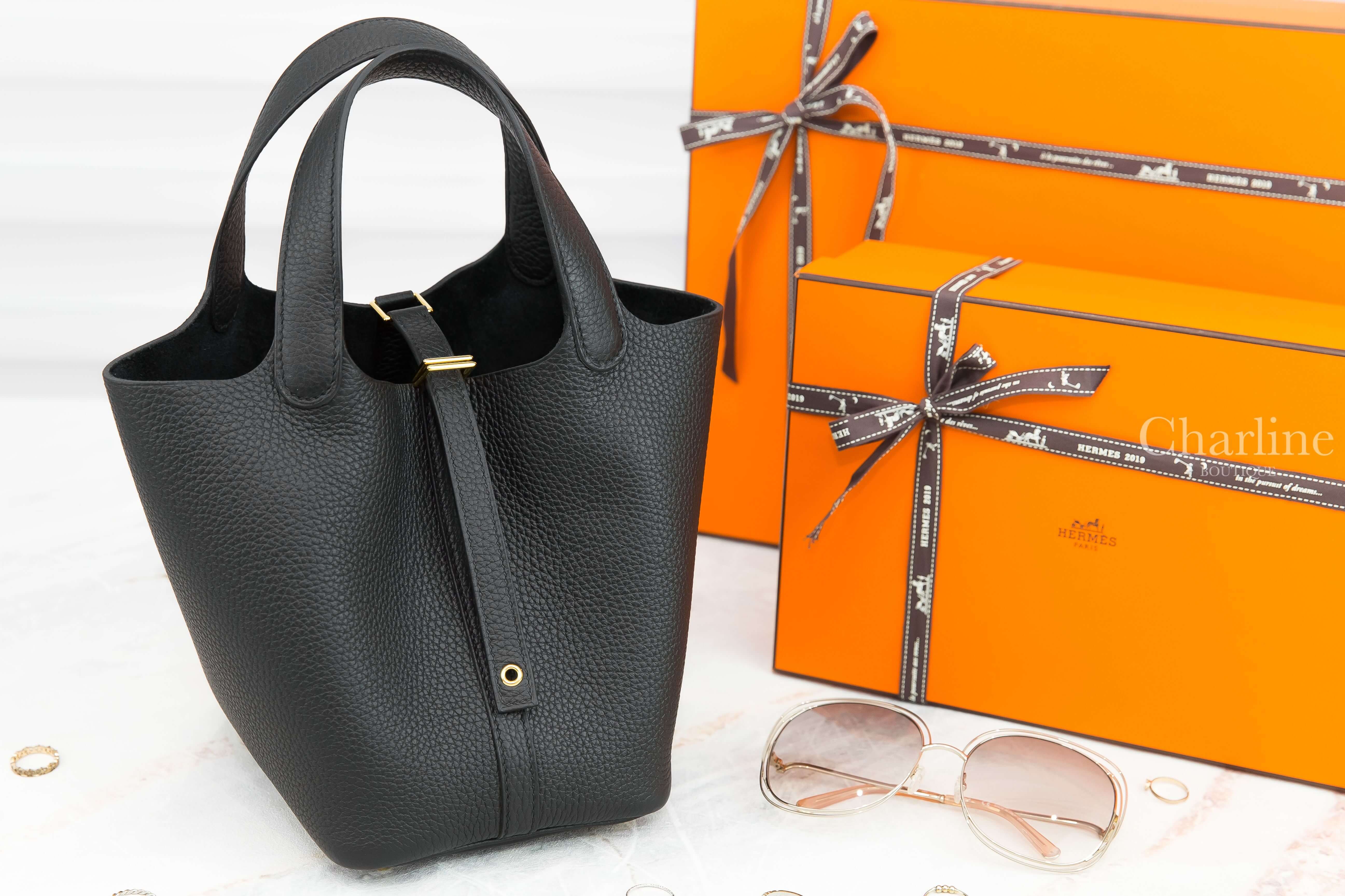 Hermès Picotin Lock 18cm 89 Noir Taurillon Clemence B刻黑色金釦小型提把水桶包-Charline Boutique 精品代購