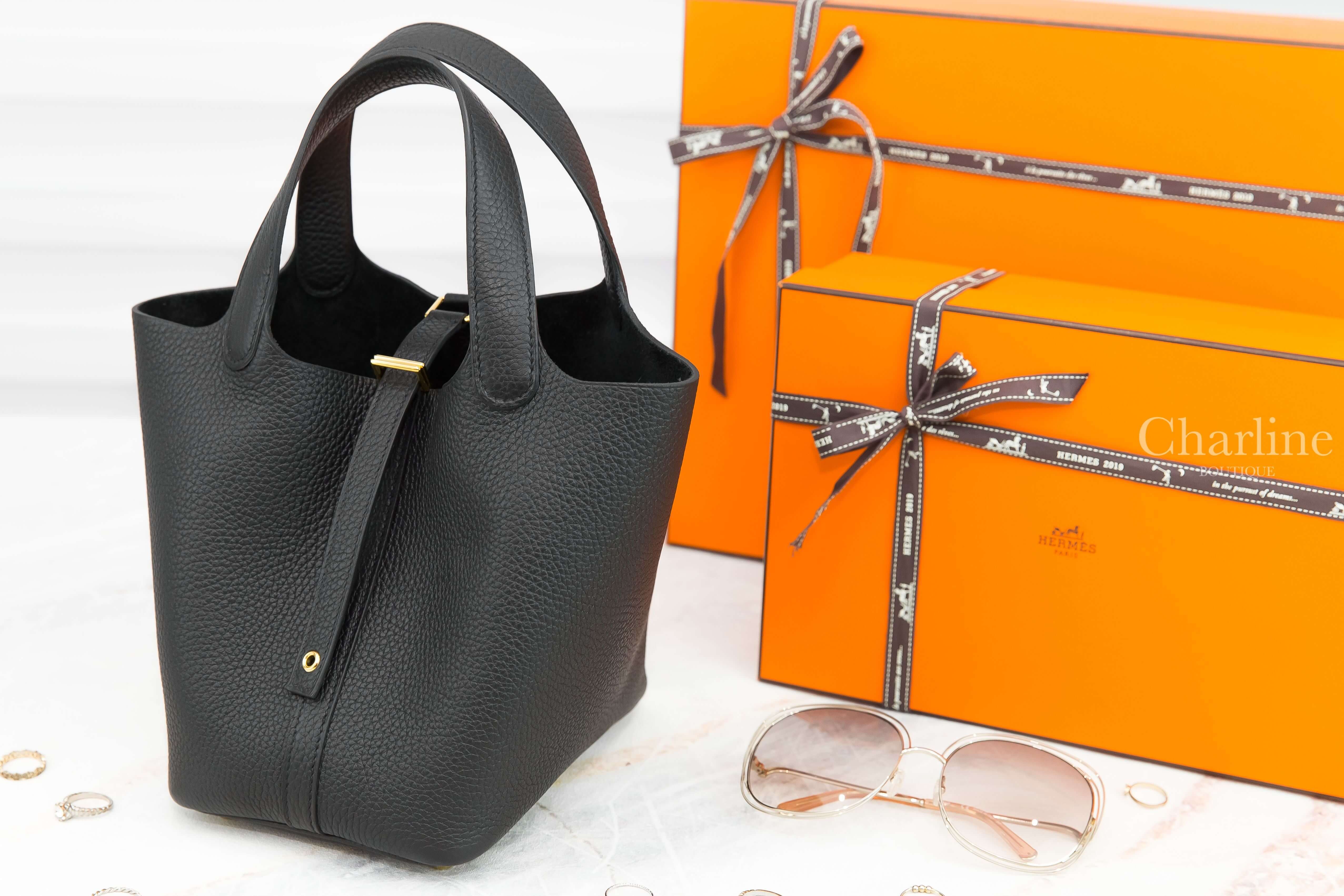 Hermès Picotin Lock 18cm 89 Noir Taurillon Clemence B刻黑色金釦小型提把水桶包-Charline Boutique 精品代購