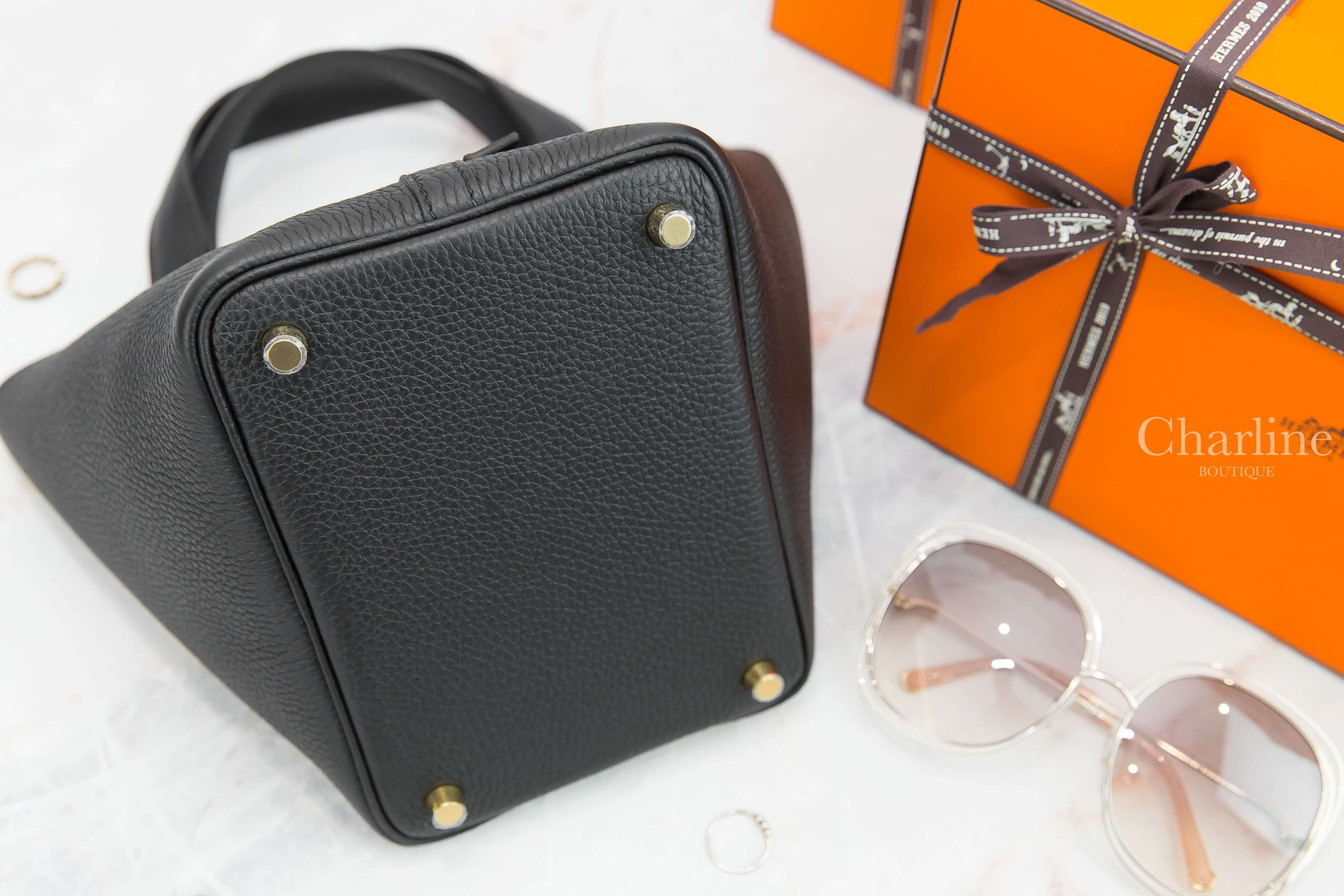 Hermès Picotin Lock 18cm 89 Noir Taurillon Clemence B刻黑色金釦小型提把水桶包-Charline Boutique 精品代購