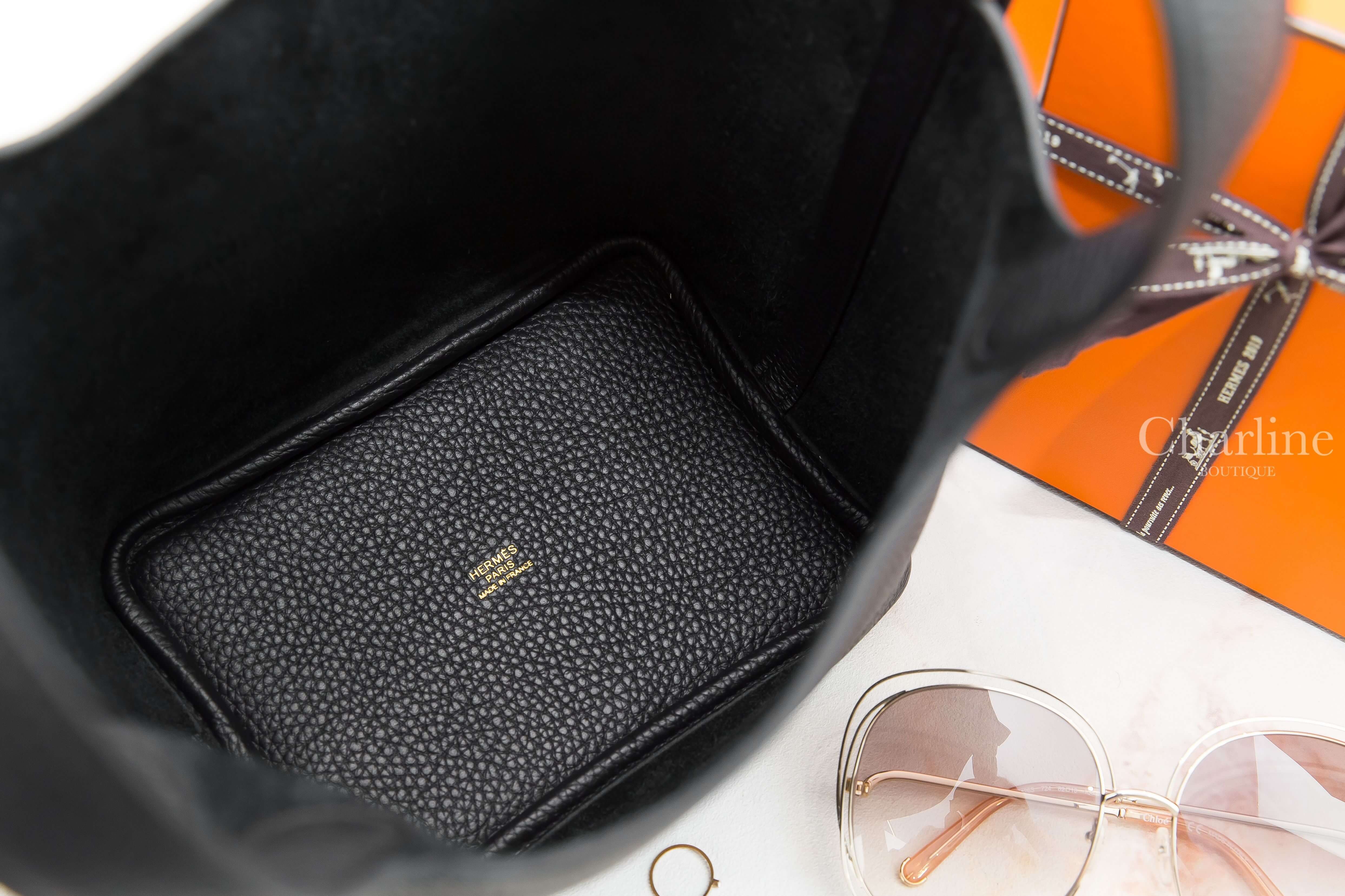 Hermès Picotin Lock 18cm 89 Noir Taurillon Clemence B刻黑色金釦小型提把水桶包-Charline Boutique 精品代購