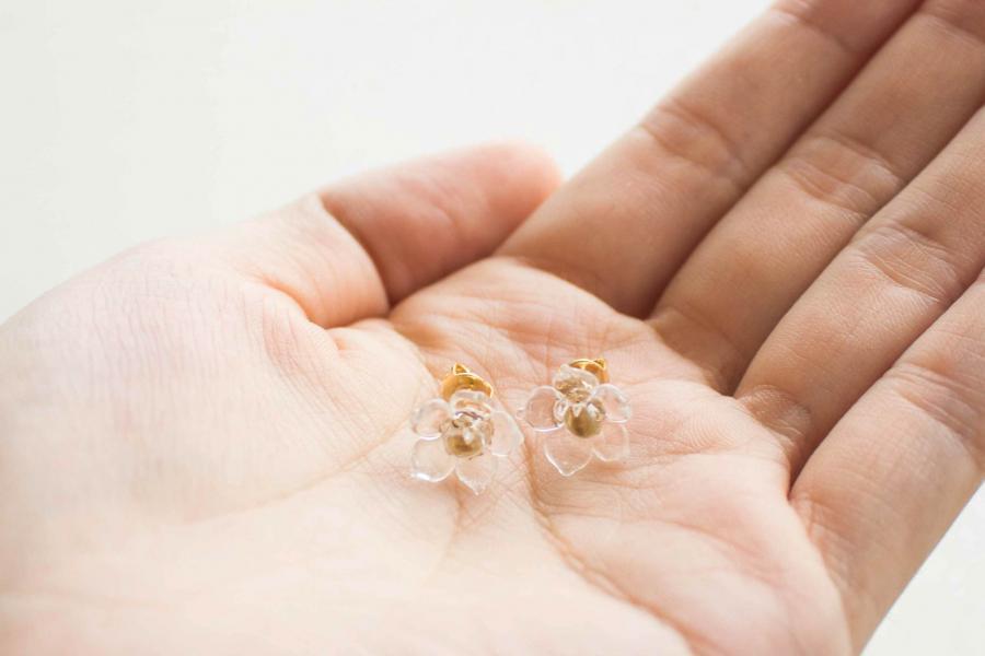 HARIO-LWF-手工玻璃耳環／浪漫小花