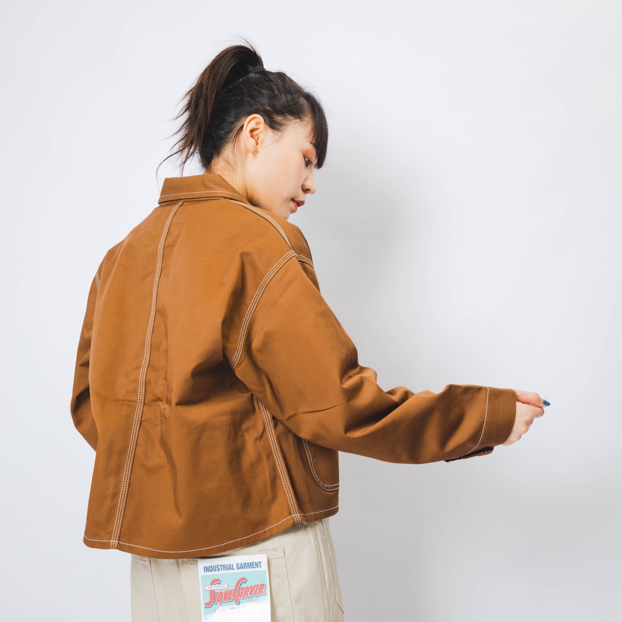 UNIVERSAL OVERALL SHORT COVERALL 沙色 黑色 酒紅 摩卡 短板 縫線襯衫 外套 工裝 復古 女款【U912413】