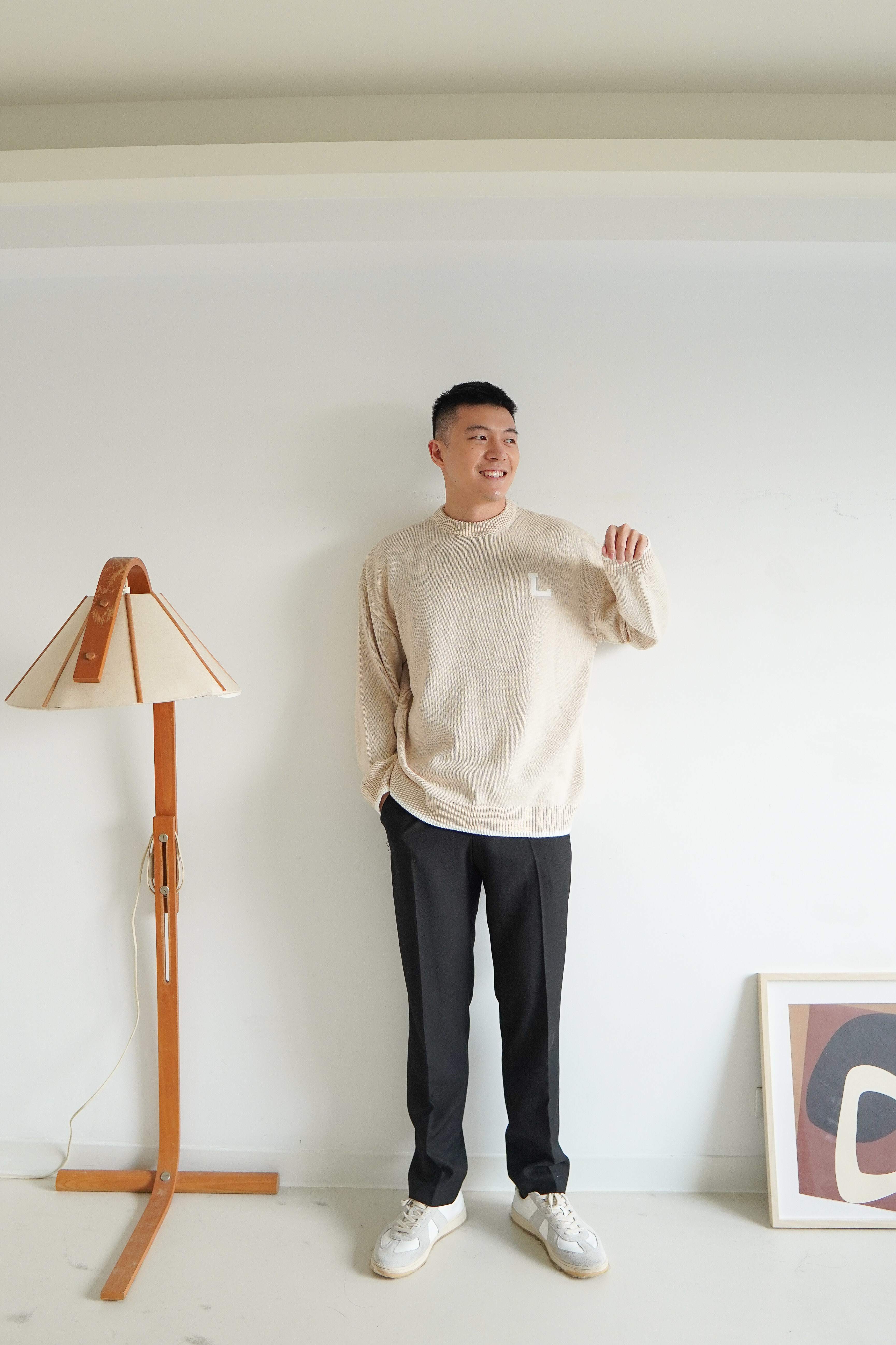 現貨｜舒服又修身 長高十公分西裝褲 杏色Ｌ