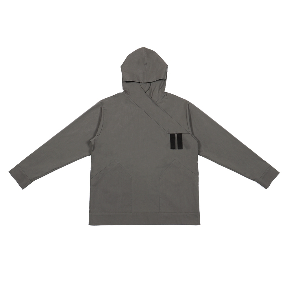 Y領連帽上衣 - 深灰