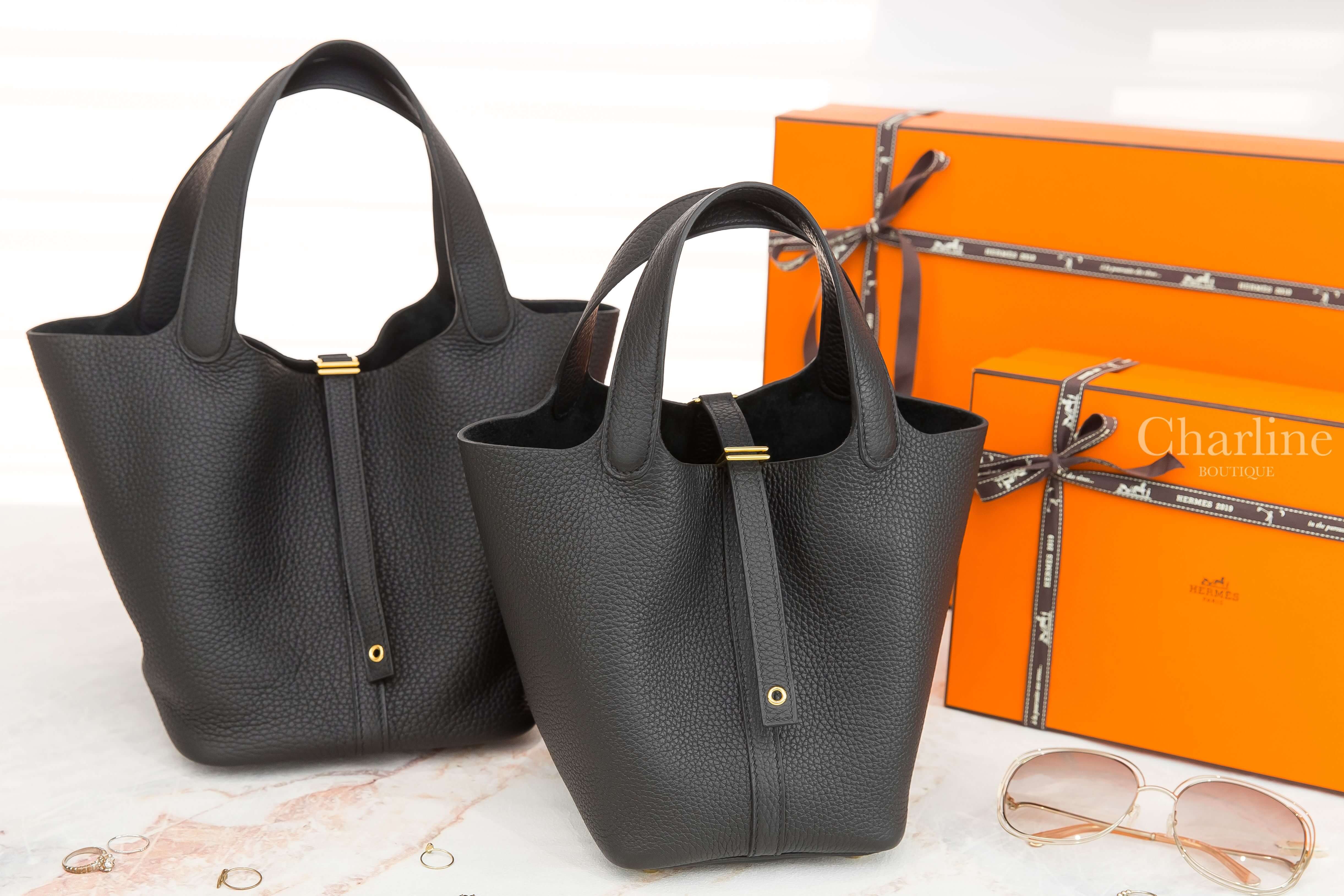 Hermès Picotin 22cm 89 Noir Taurillon Clemence 黑色金釦,Picotin 18cm 89 Noir Taurillon Clemence 黑色金釦-Charline Boutique 精品代購