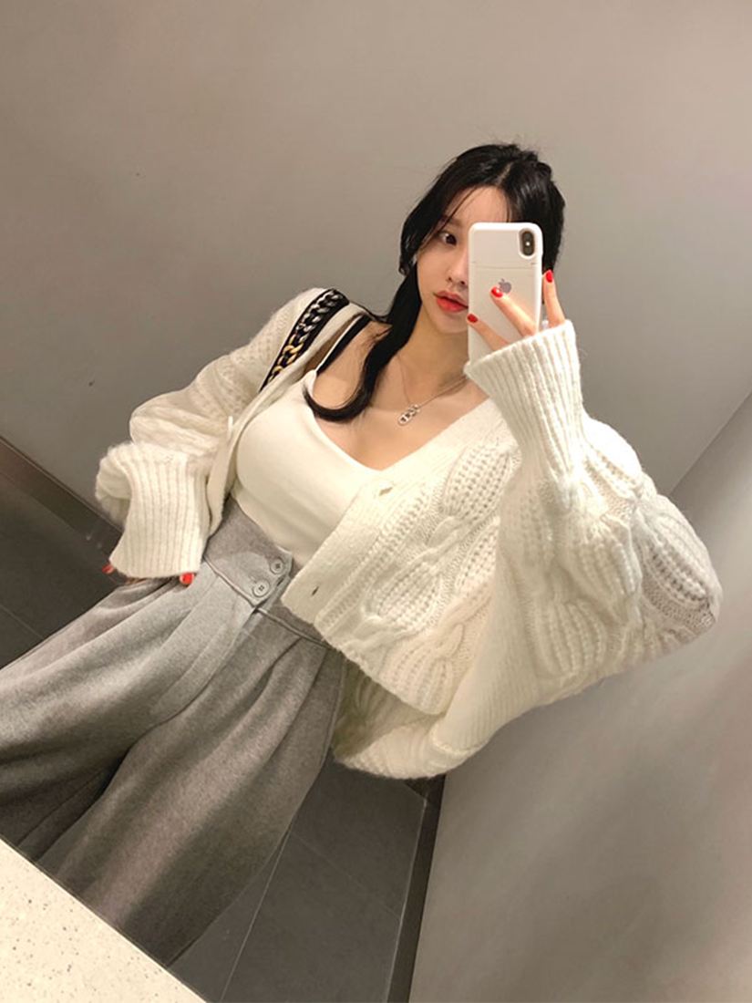 [現貨]針織寬版短外套(象牙白)