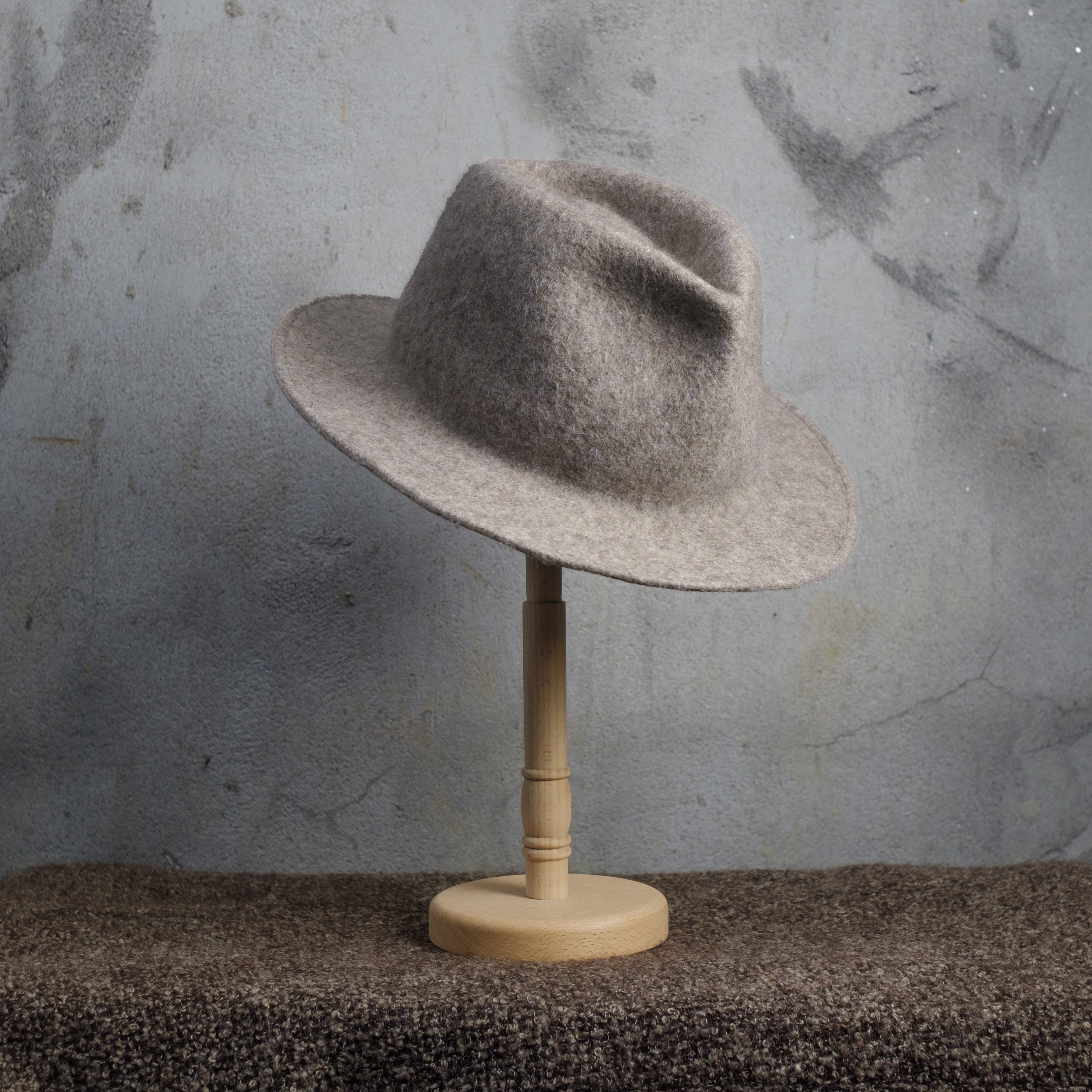 手工毛氈爵士帽｜羊毛－灰色｜中國藏區