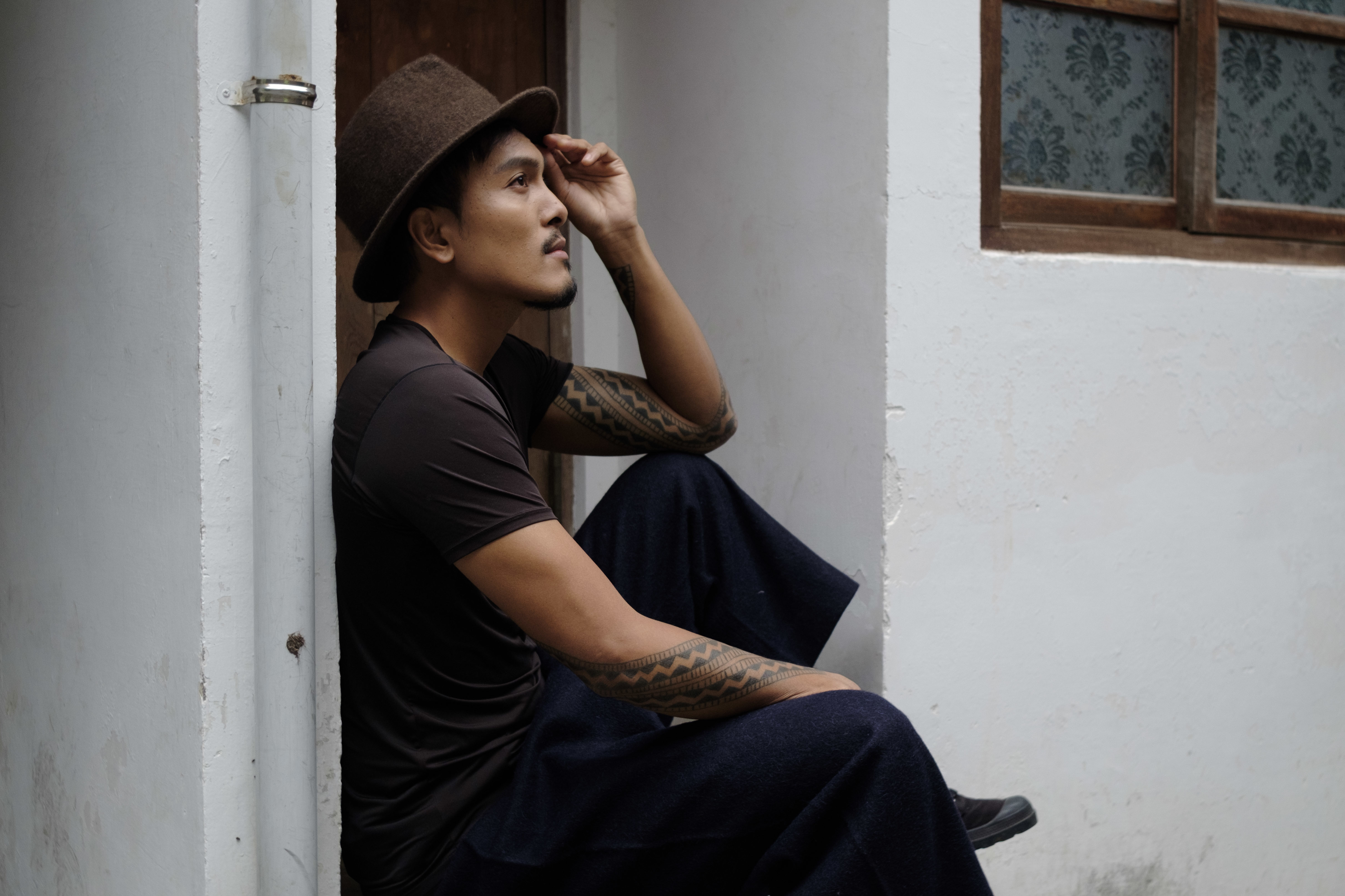 手工羊毛氈爵士帽｜棕色－寬帽沿｜中國藏區