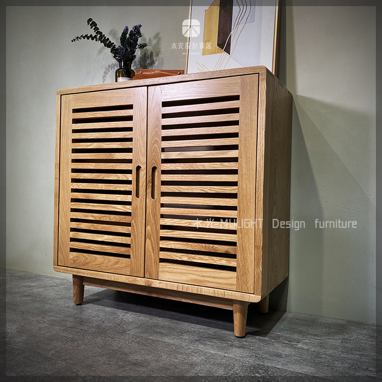 Esther-白橡木隔柵造型鞋櫃|可訂製