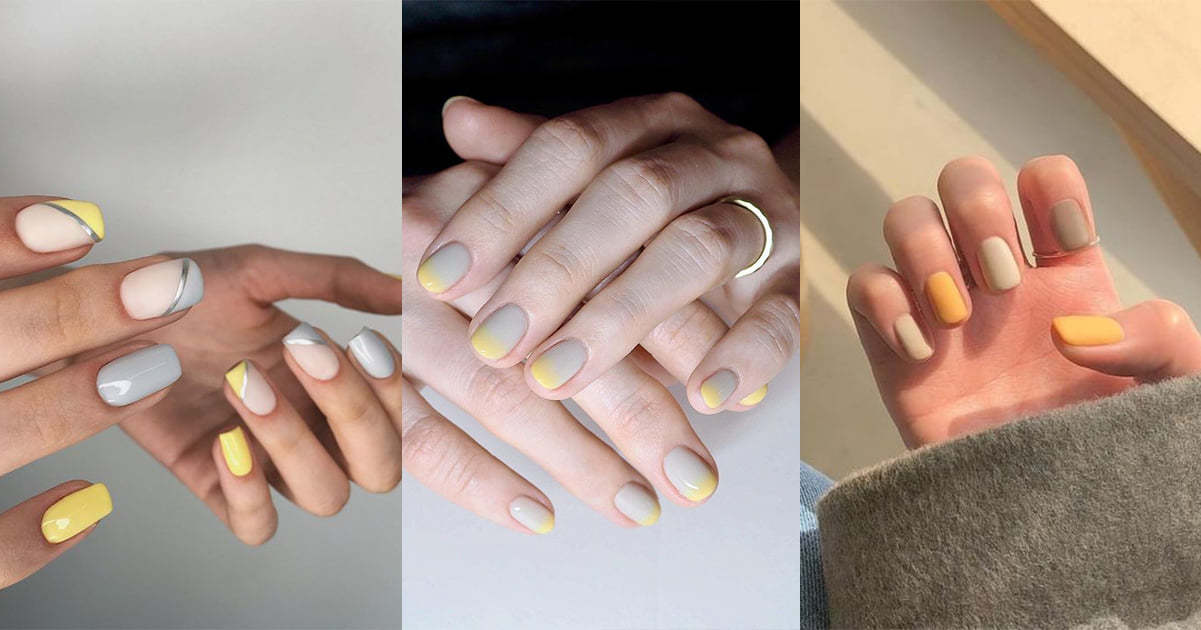 指彩造型運用灰與黃做搭配，或以亮黃色點綴，讓指尖也能時髦獨特。