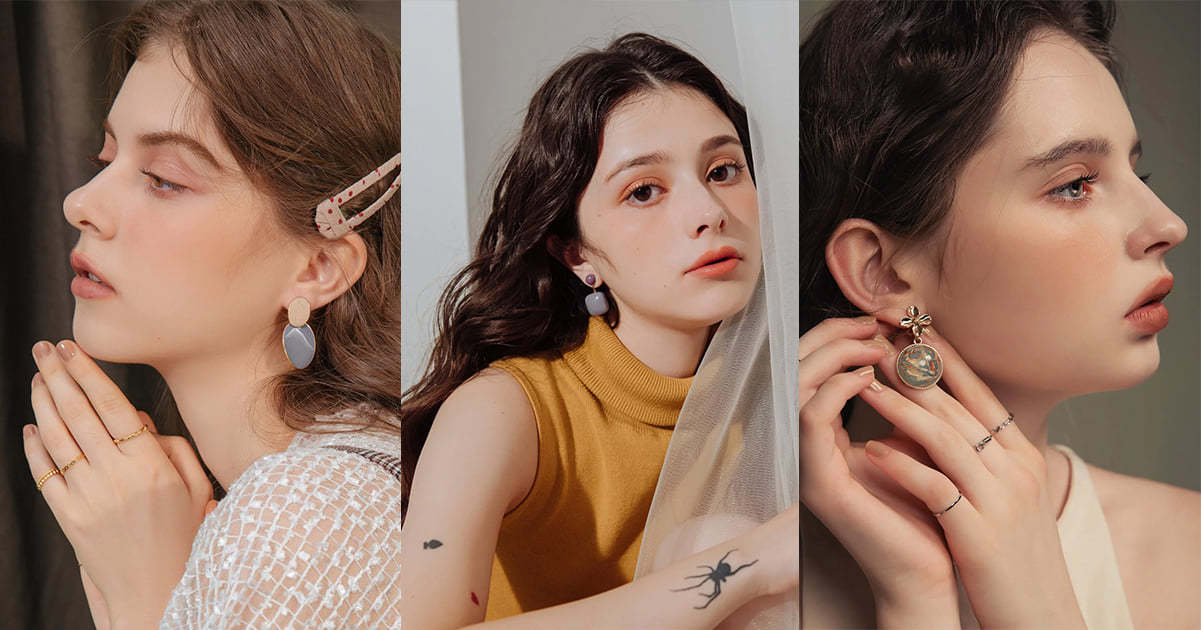 不論是耳環或項鍊，選擇灰與黃作搭配，讓穿搭瞬間更迷人。