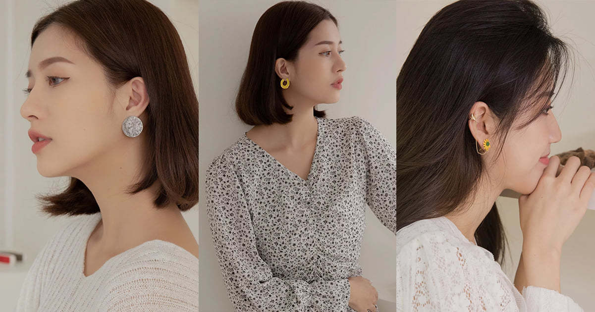不論是耳環或項鍊，選擇灰與黃作搭配，讓穿搭瞬間更迷人。