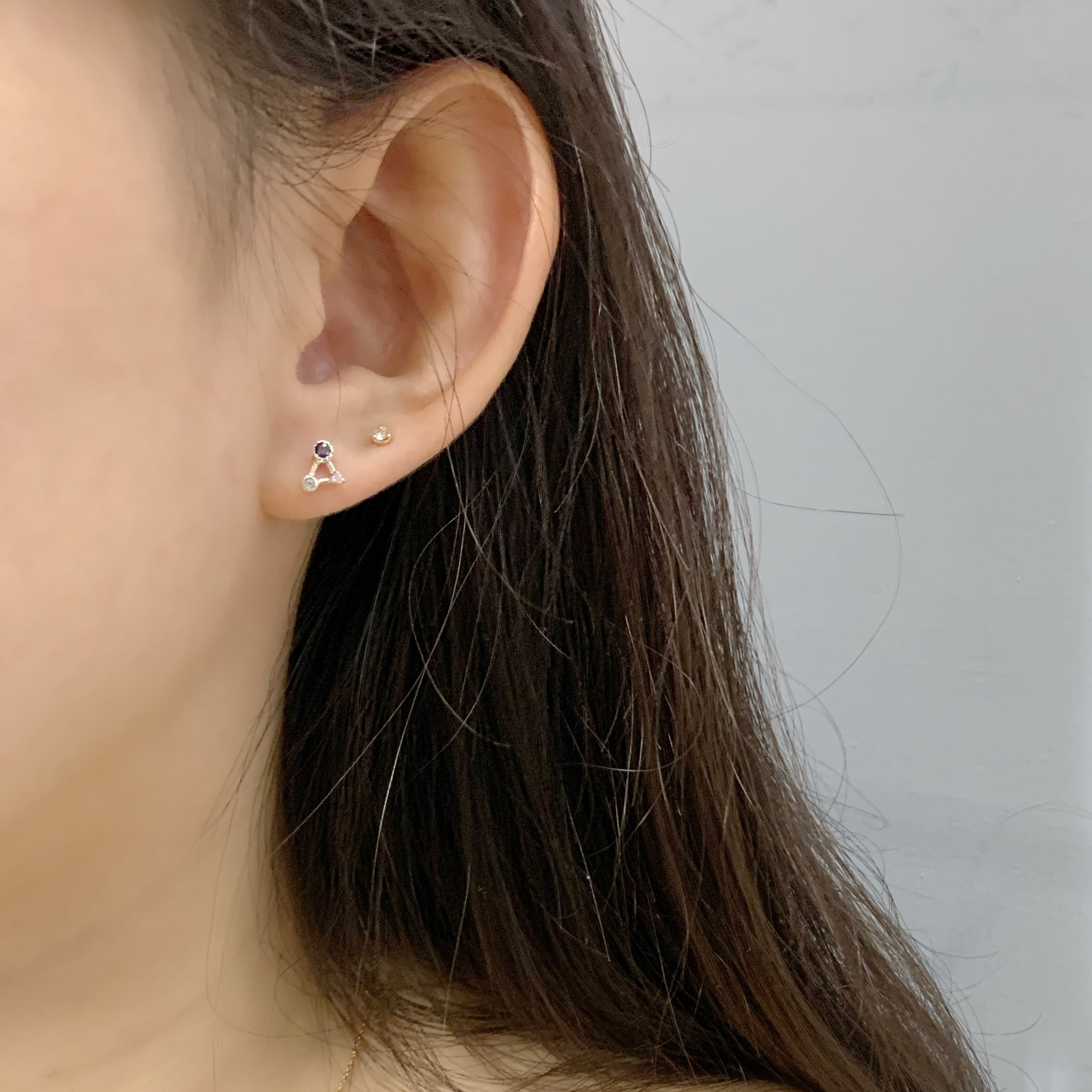 星空三角堇青托帕石轉珠耳環