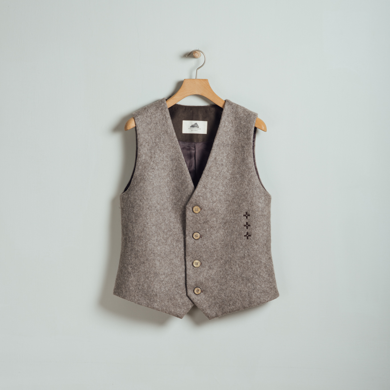 犛牛絨背心｜手工毛氈－灰色｜中國藏區
