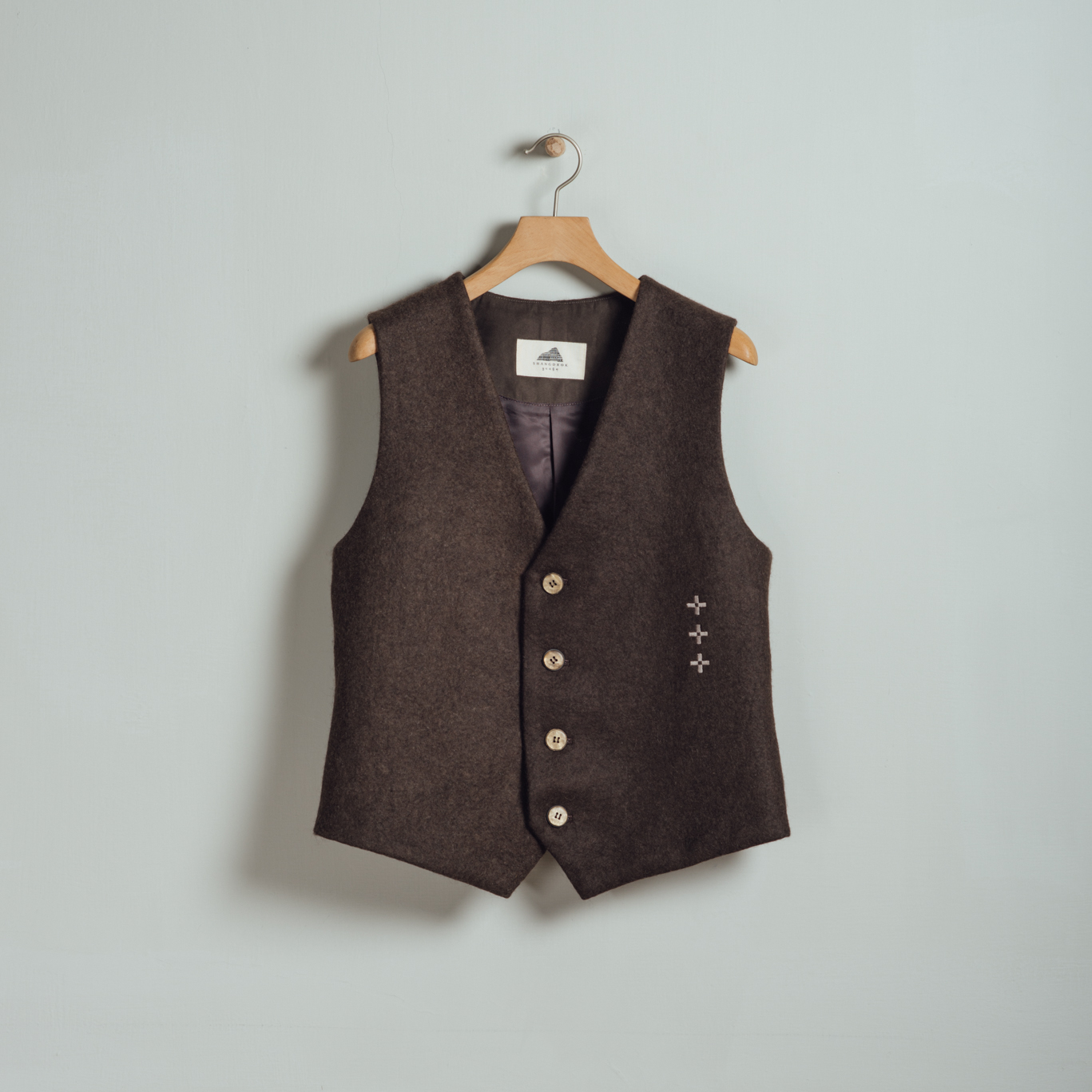 犛牛絨背心｜手工毛氈－棕色｜中國藏區