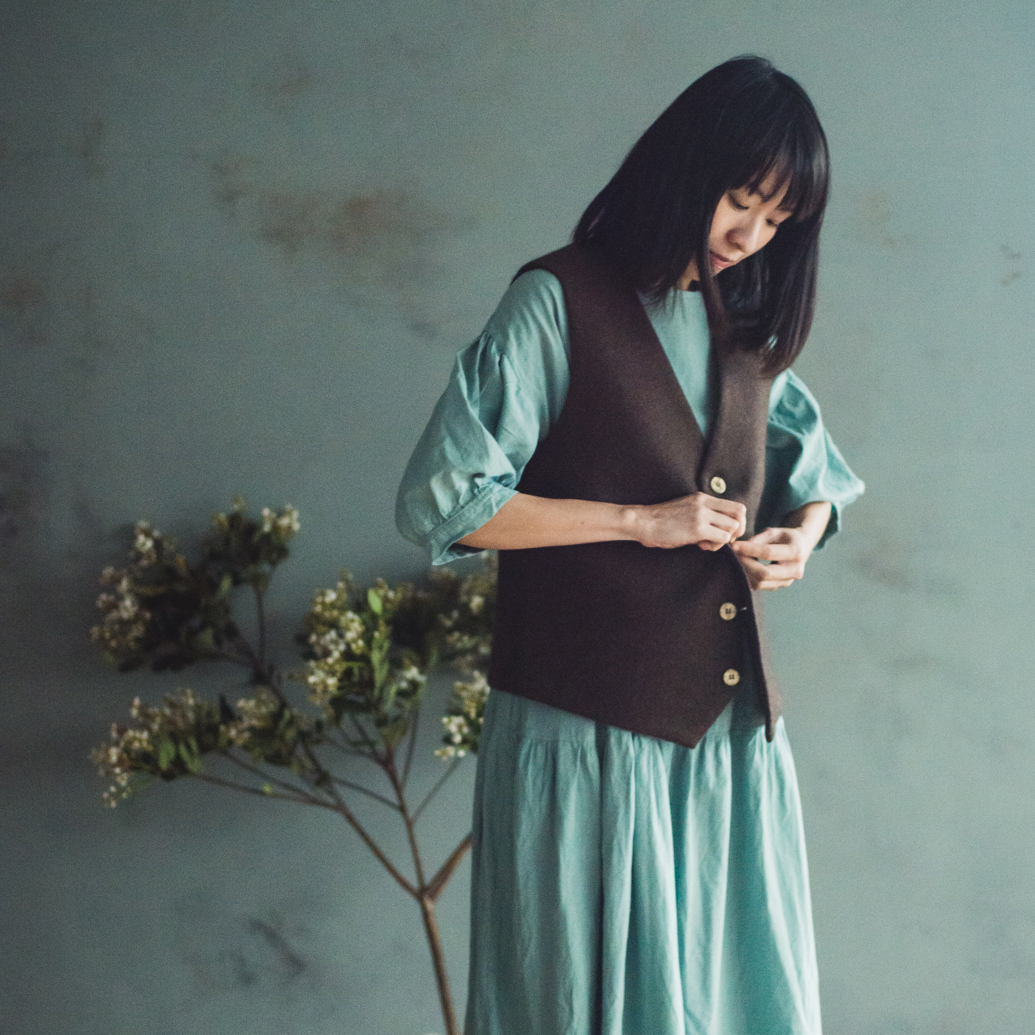 犛牛絨背心｜手工毛氈－棕色｜中國藏區