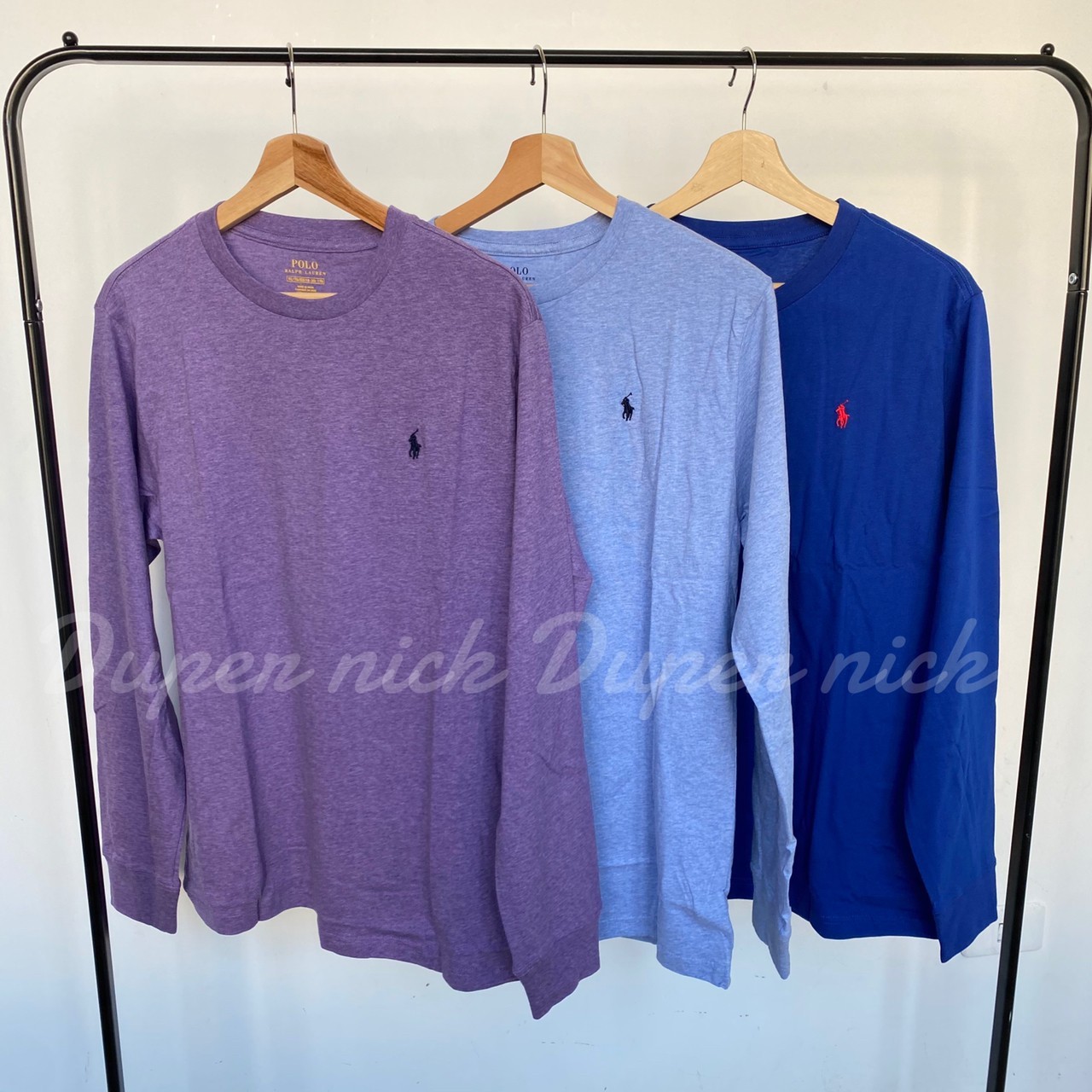 (平安夜限定活動) POLO RALPH LAUREN 小LOGO 薄長T 淺紫/淺藍/寶藍