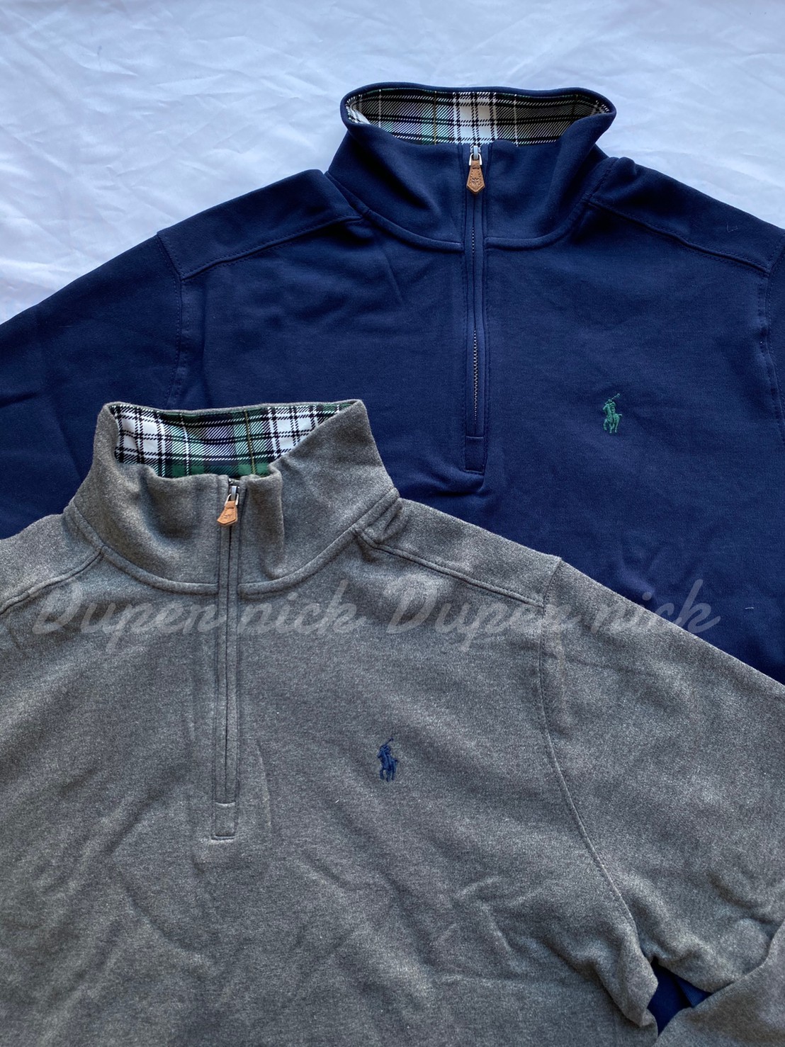 POLO RALPH LAUREN 半開襟 高領 長袖 深灰/深藍