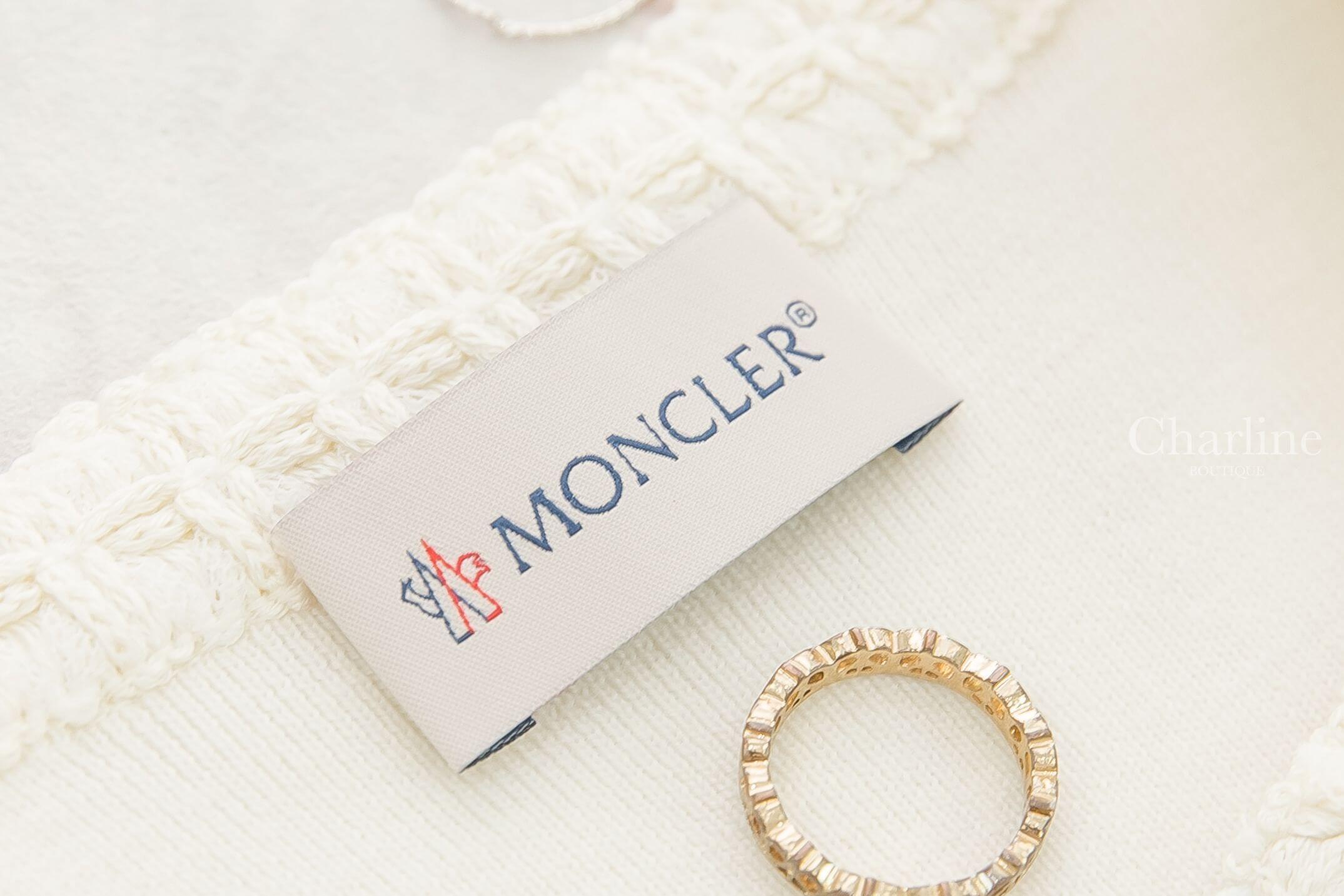 Moncler Cardigan Tricot 米白色拼接針織編織四口袋羽絨外套