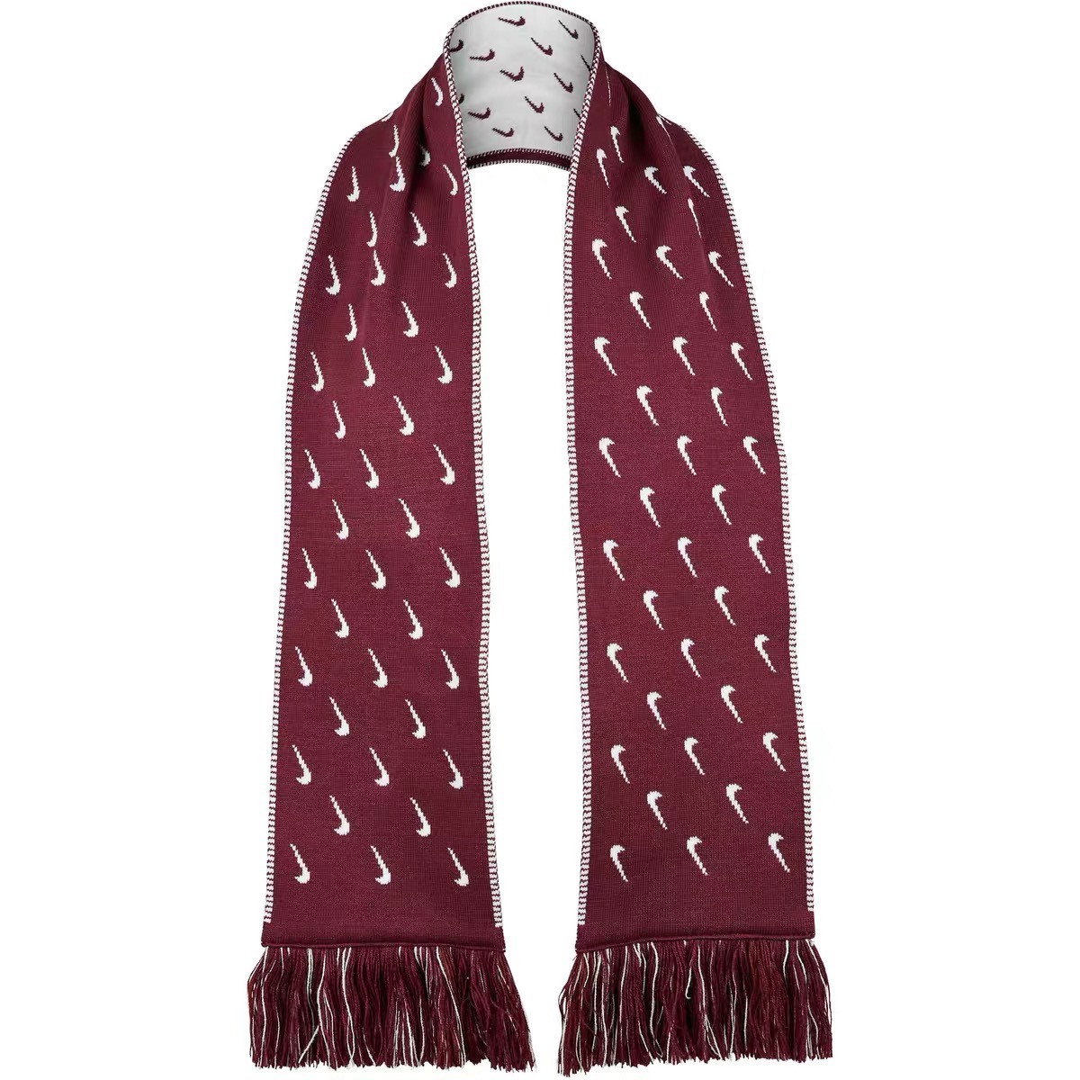 NIKE 雙面勾勾 滿版圍巾 酒紅