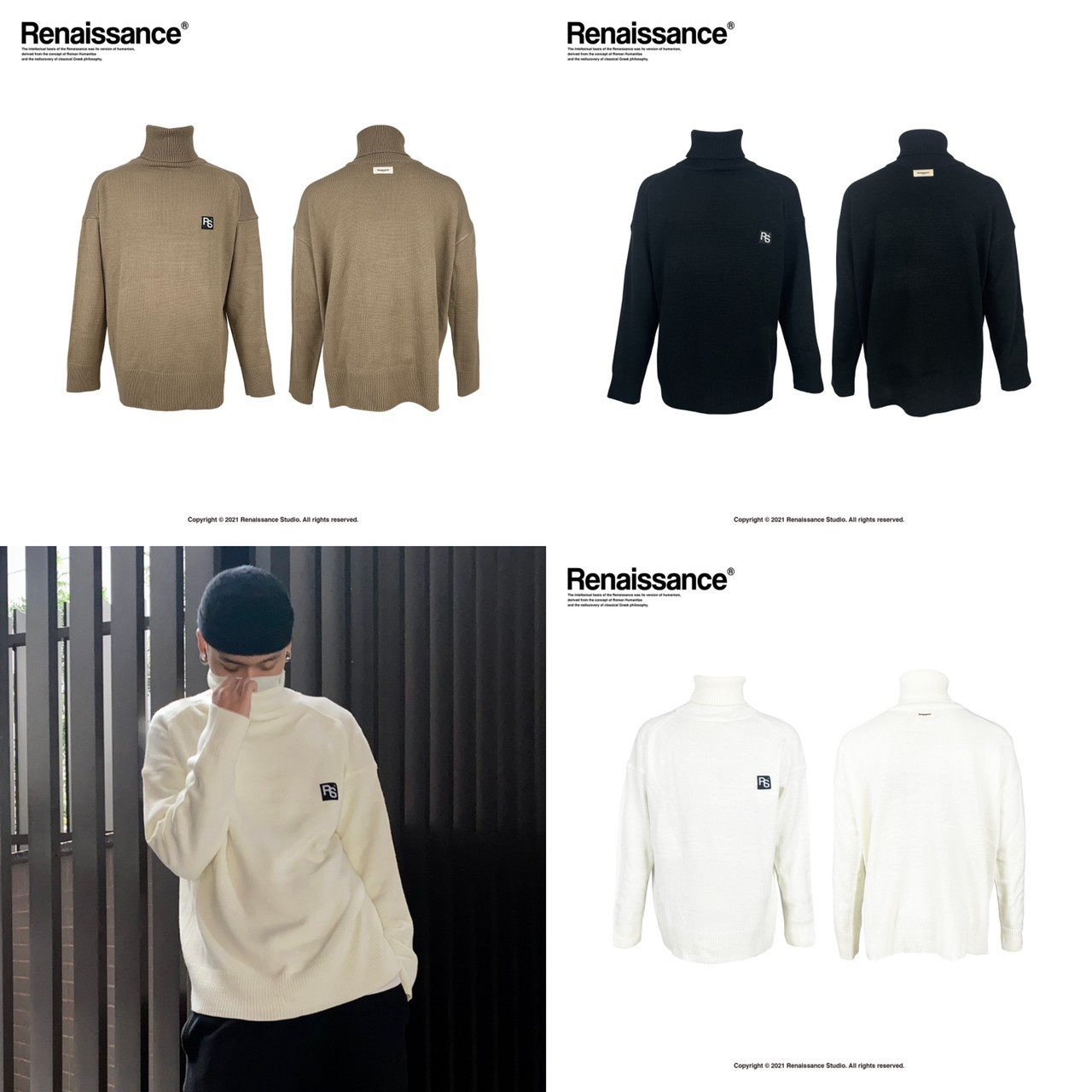 RENAISSANCE® Logo標籤針織高領毛衣