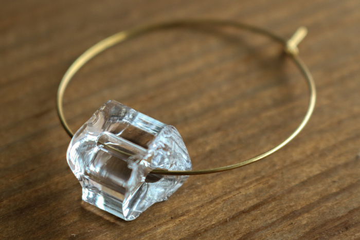 sorte glass-方形圓掛式耳環／L