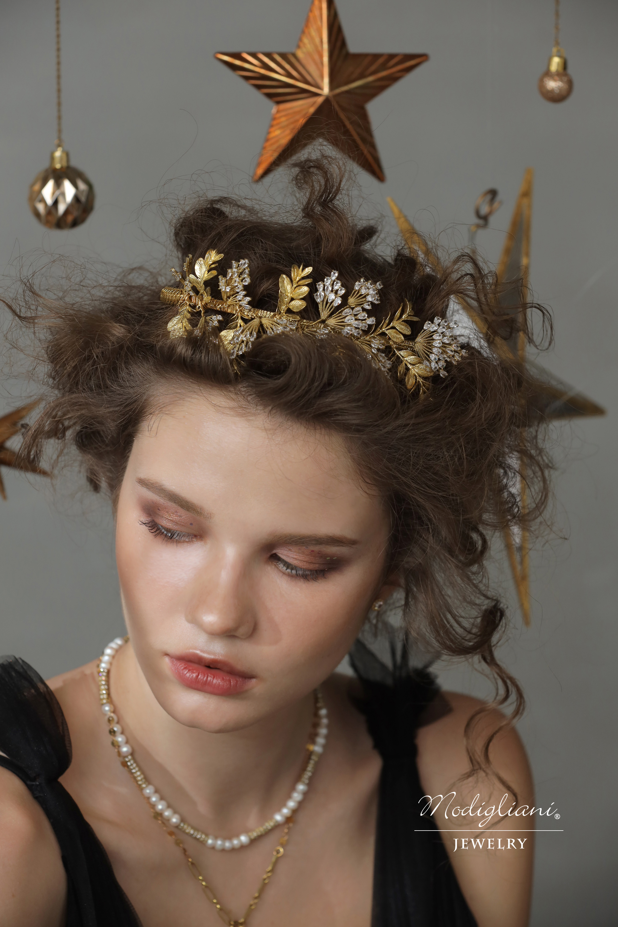 黃銅飾品, 頭冠, 頭飾, 黃銅, 鋯石,華麗,搶眼,花草