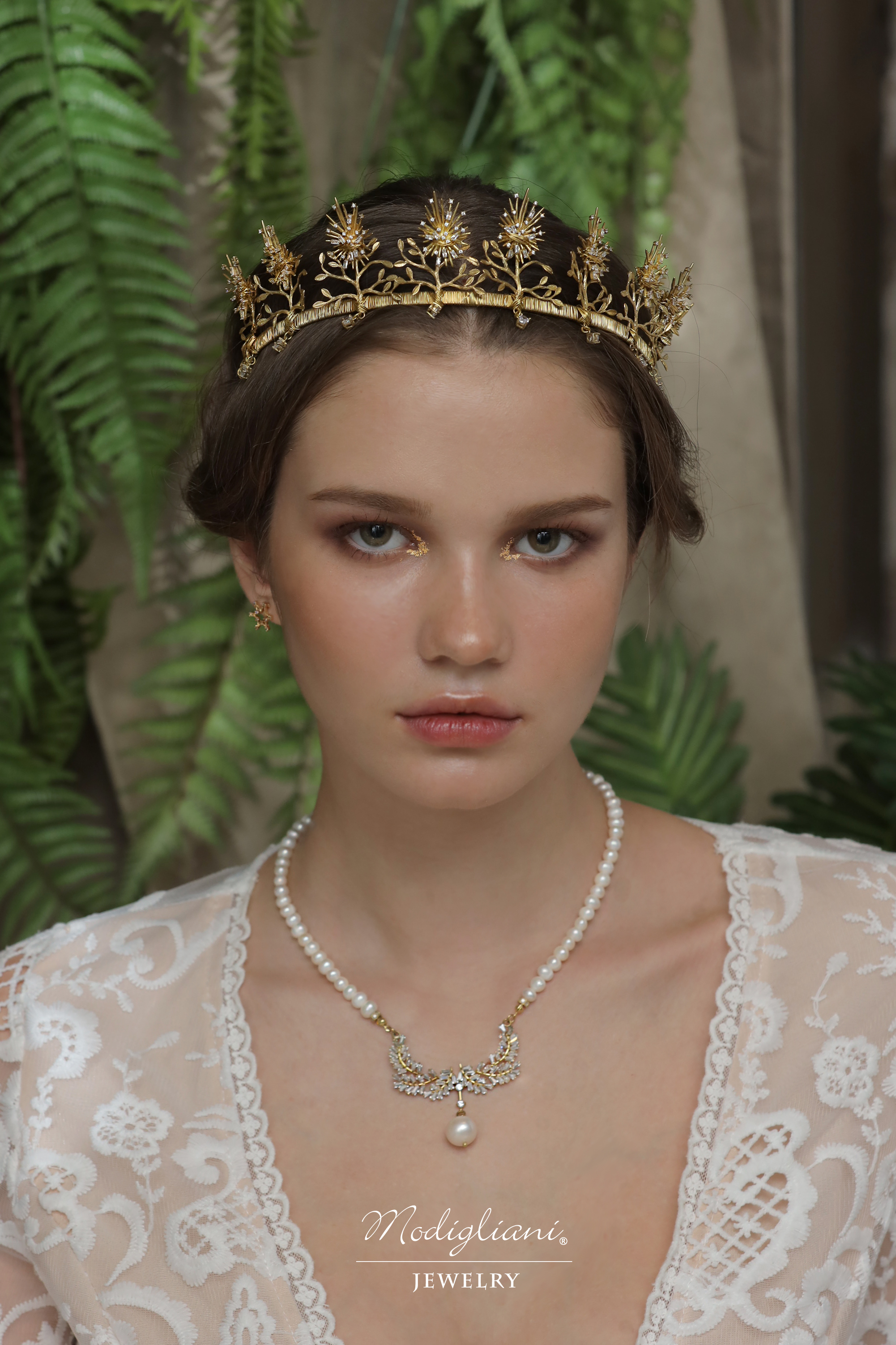 黃銅飾品, 頭冠,頭飾, 黃銅, 鋯石,花草,華麗,搶眼,女王