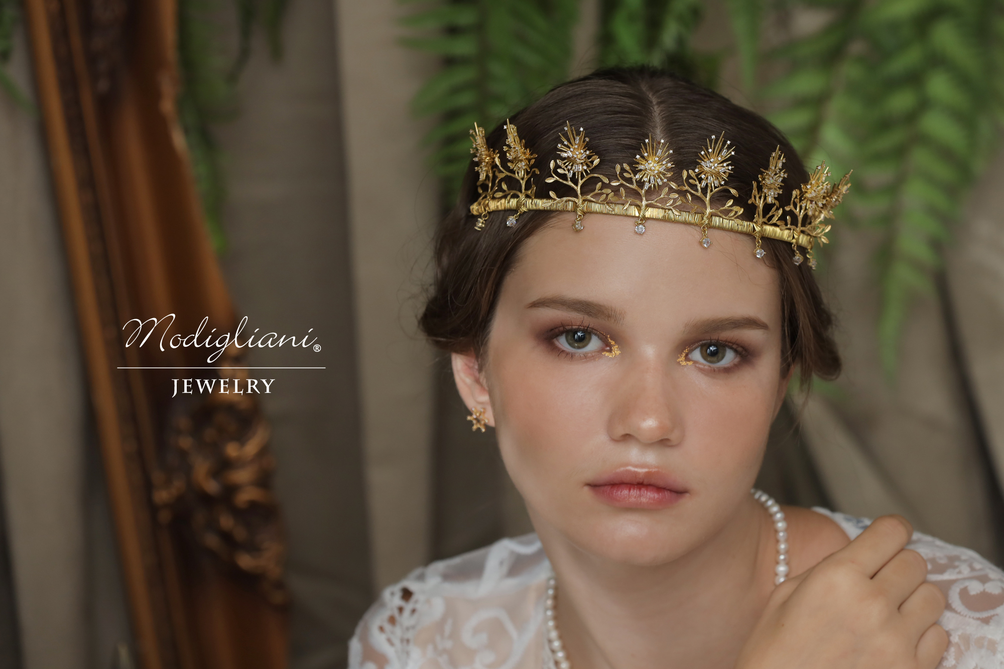 黃銅飾品, 頭冠,頭飾, 黃銅, 鋯石,花草,華麗,搶眼,女王