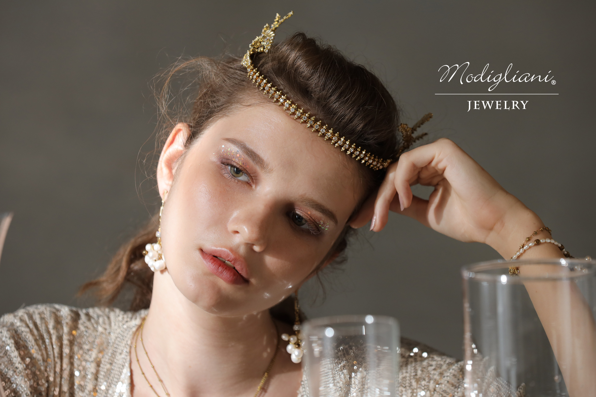 黃銅飾品, 頭冠, 頭飾, 黃銅, 鋯石, 華麗, 搶眼, 仙氣,花草